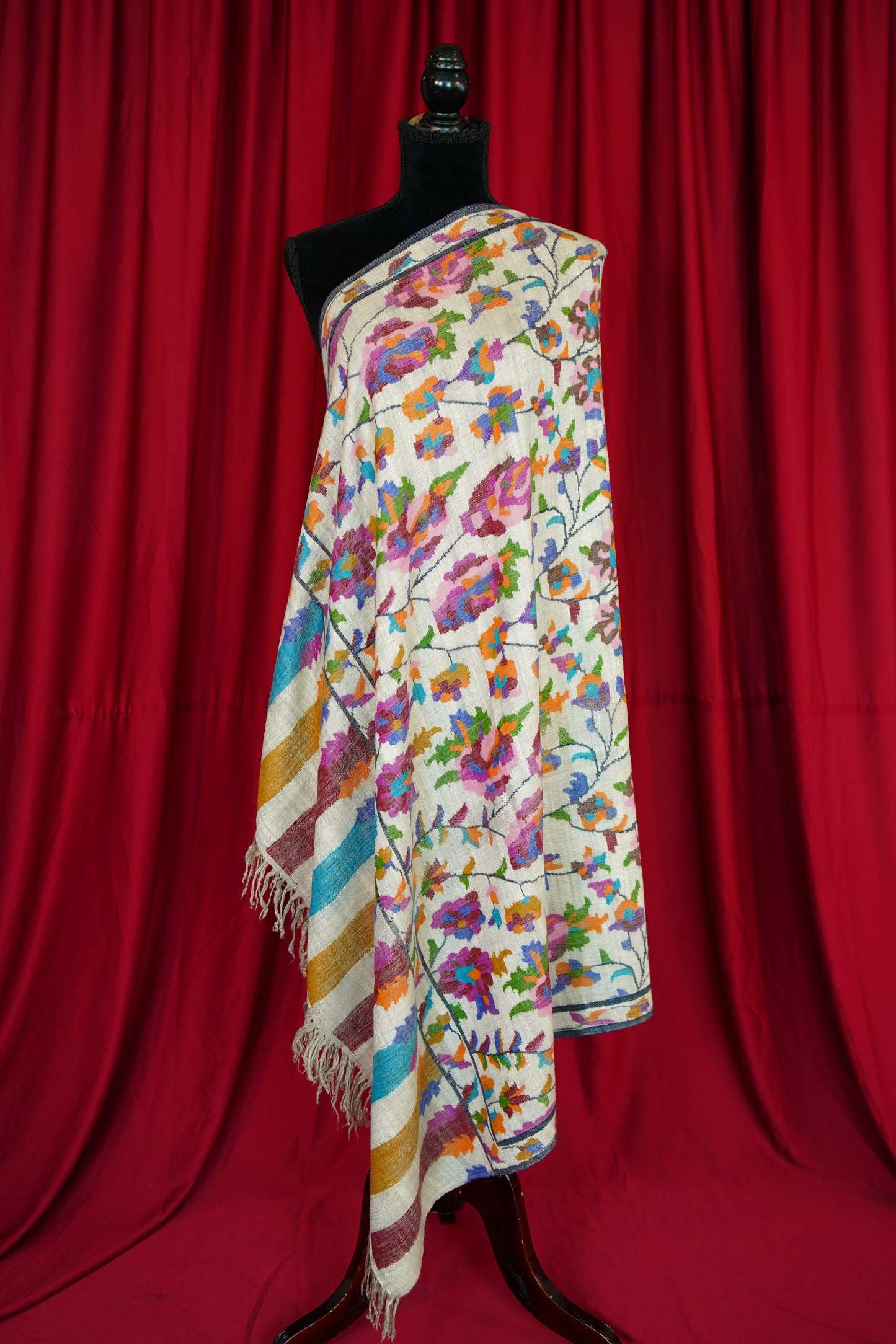 smoke natural grey GI kani jamma pashmina shawl 9940