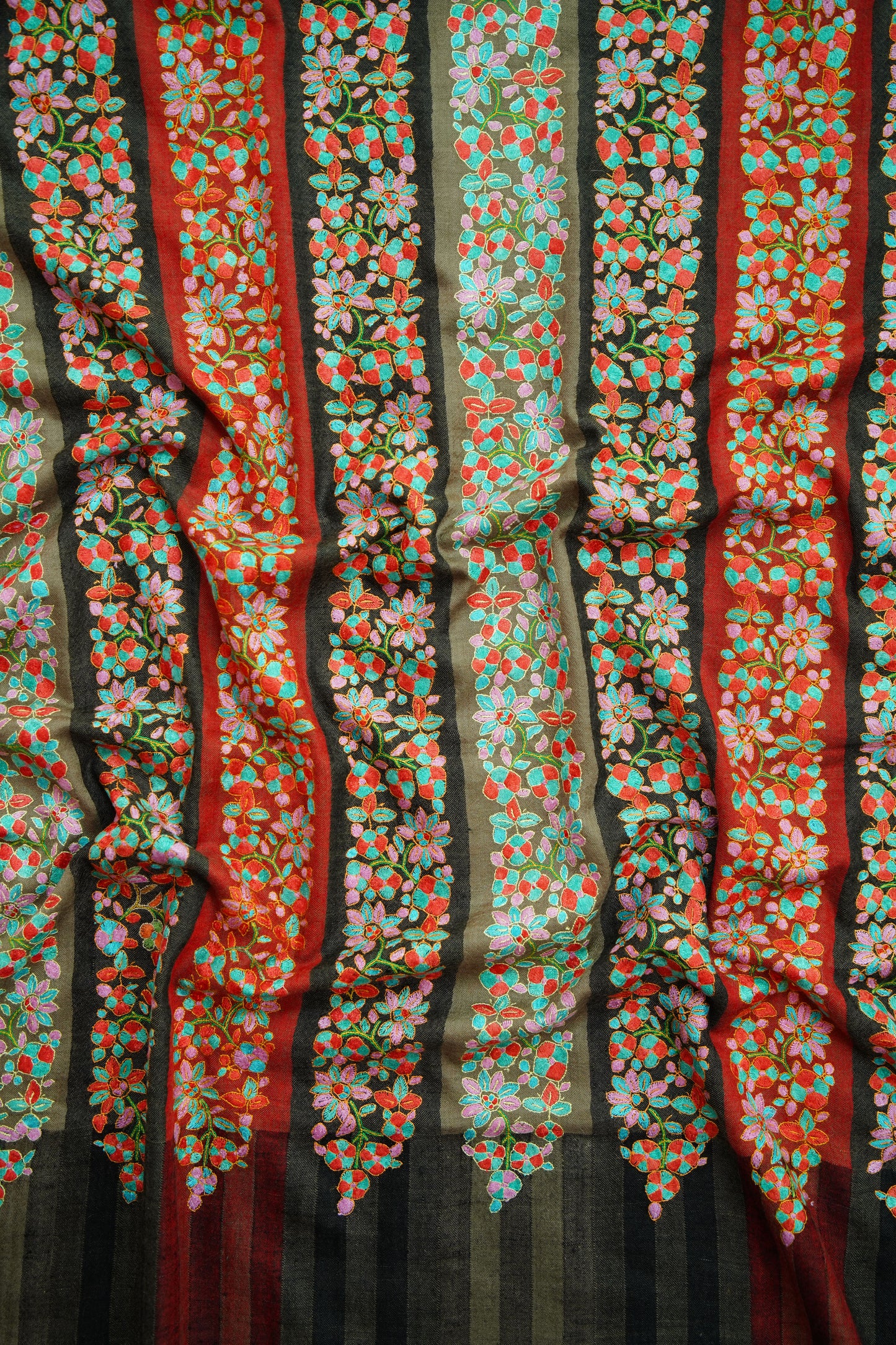 multi-coloured GI embroidery pashmina shawl 9944