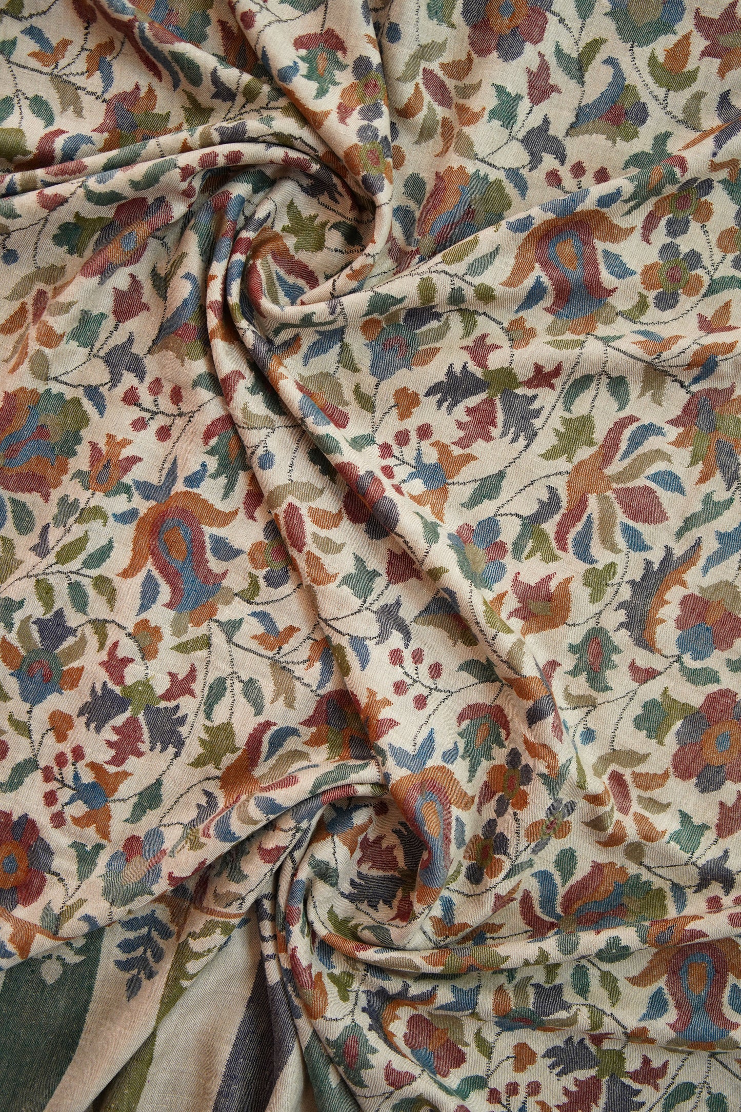 natural multi-coloured GI kani jamma pashmina shawl 9948