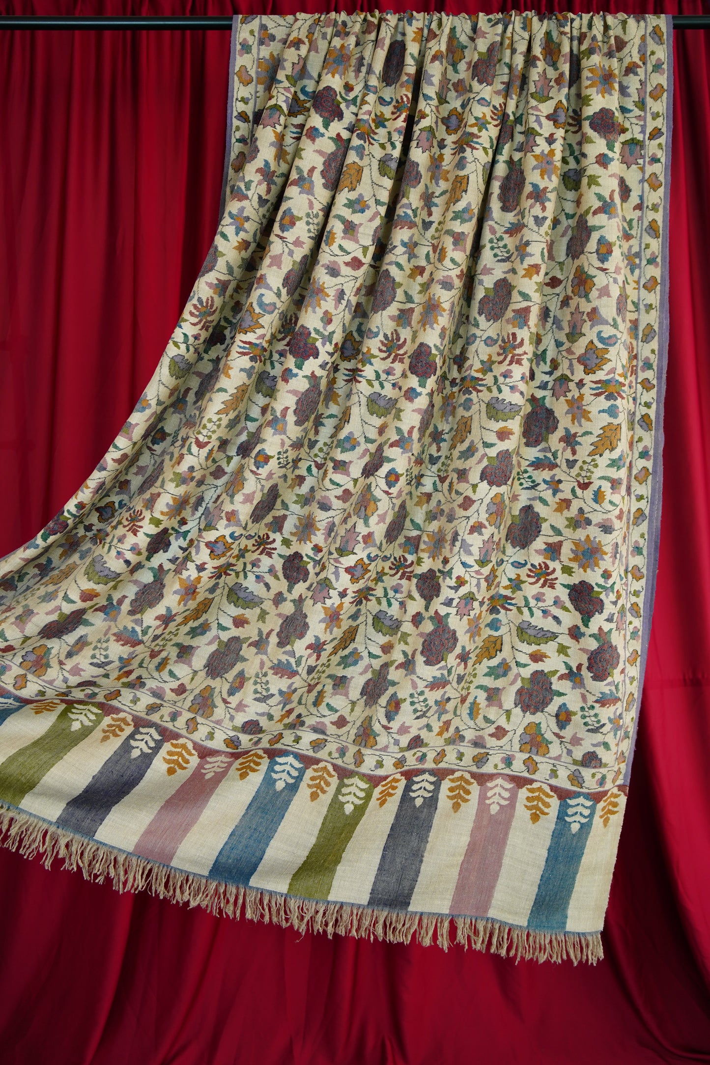 natural multi-coloured XL GI kani jamma pashmina shawl 9950