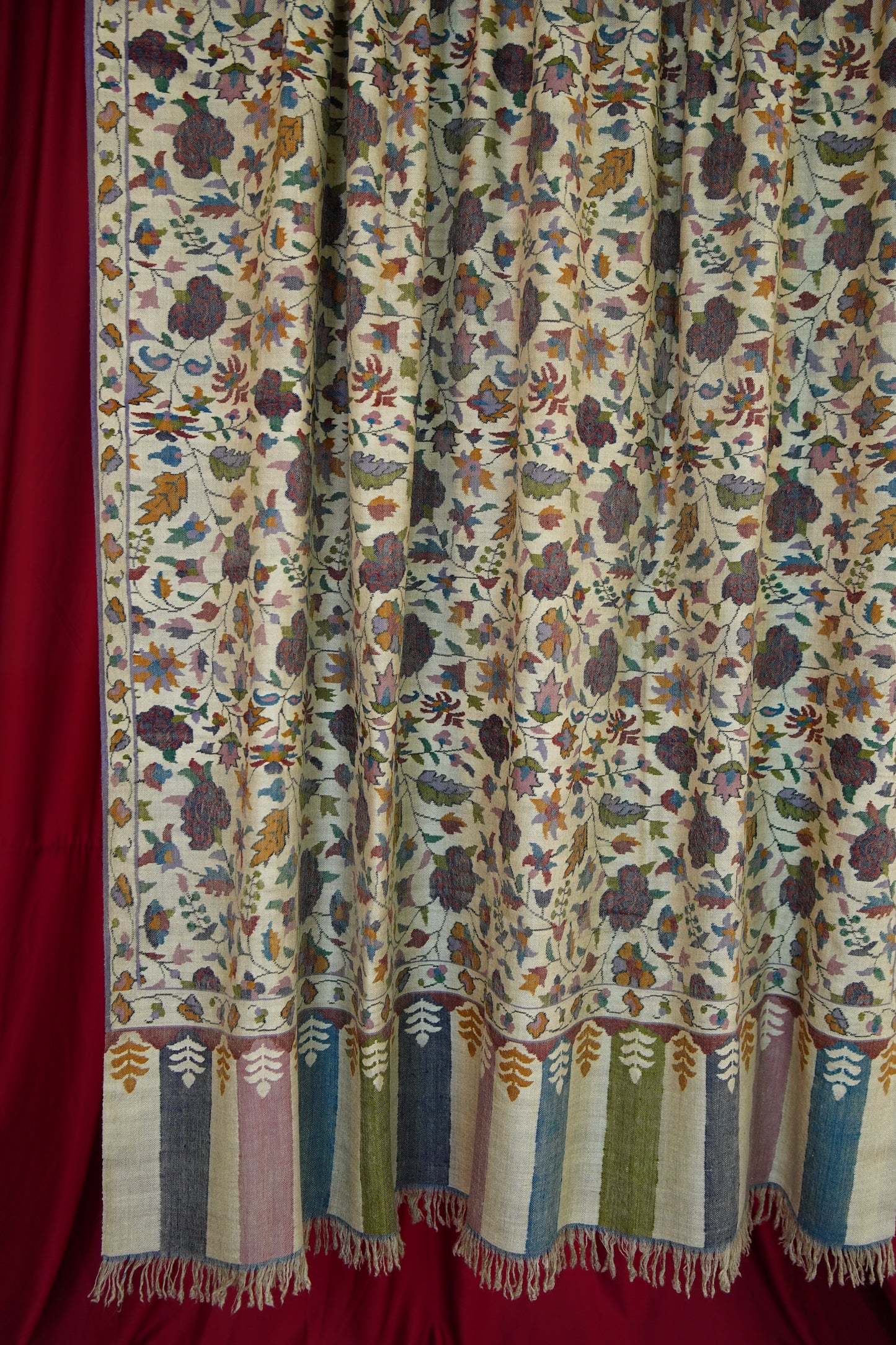 natural multi-coloured XL GI kani jamma pashmina shawl 9950