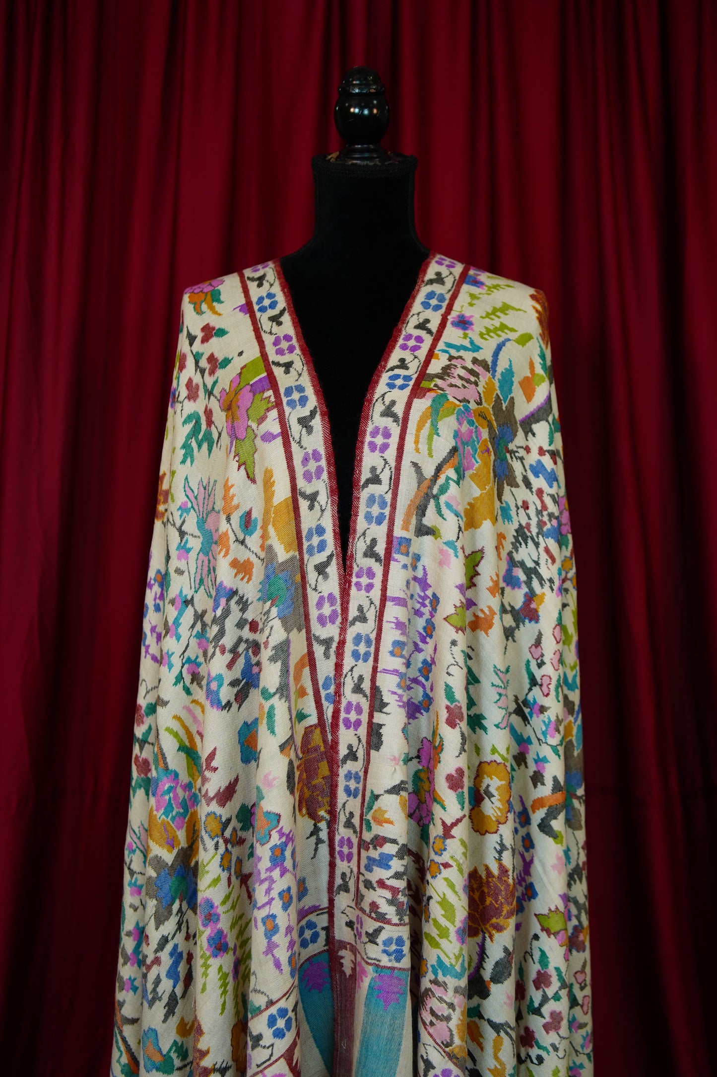 creamy white multi-coloured kani jamma shawl 9953
