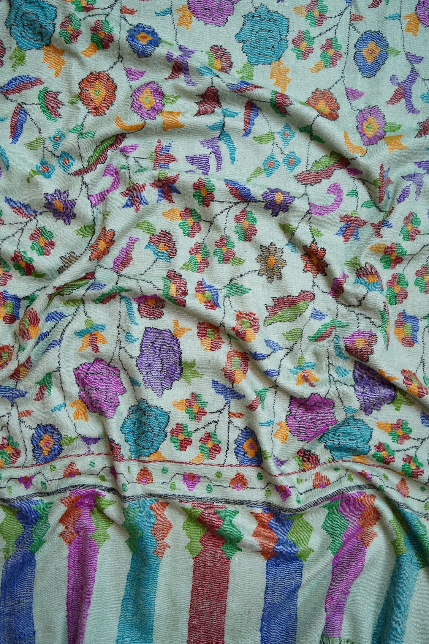 powder blue handspun GI kani jamma pashmina shawl 9954