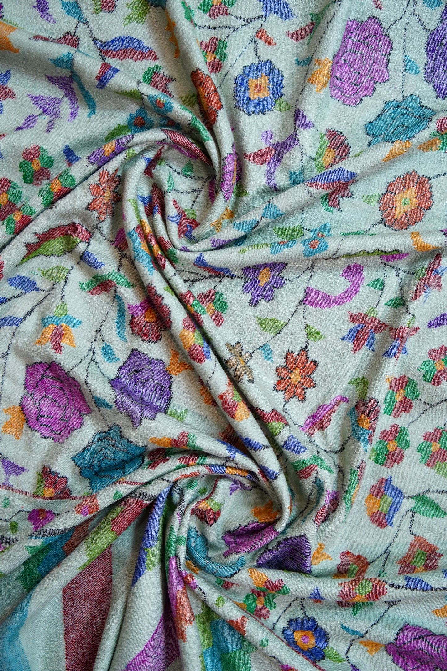 powder blue handspun GI kani jamma pashmina shawl 9954