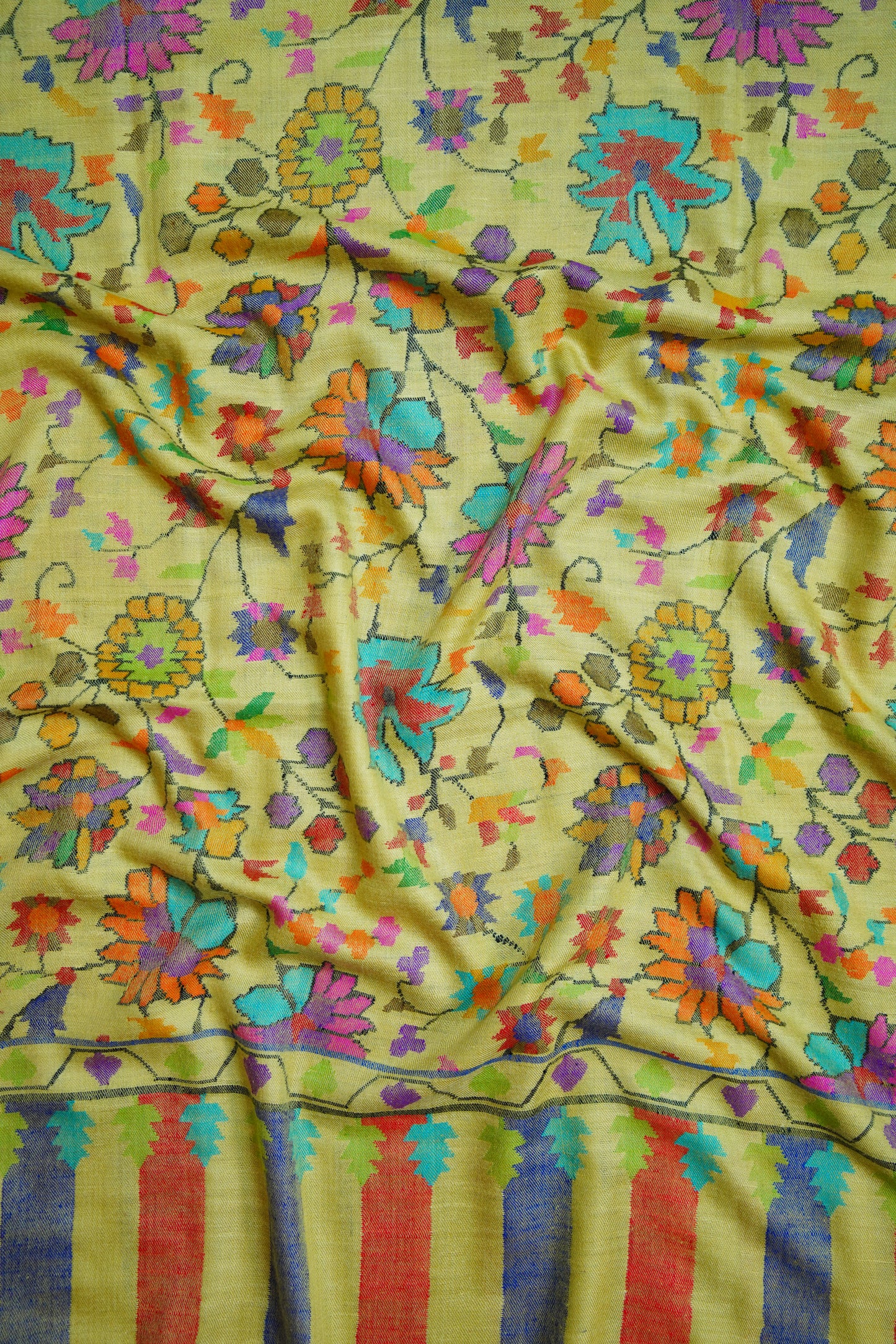 Daffodil yellow GI kani jamma pashmina shawl 9955