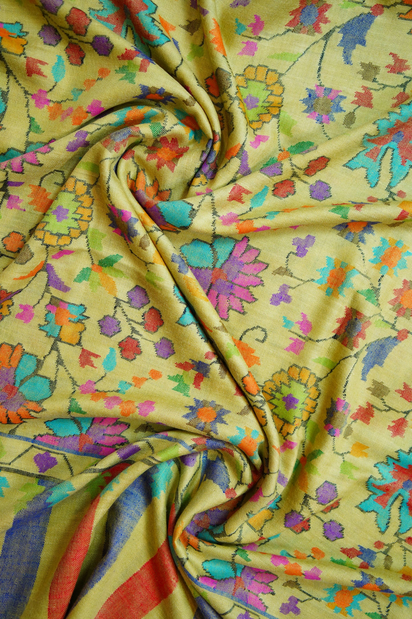 Daffodil yellow GI kani jamma pashmina shawl 9955