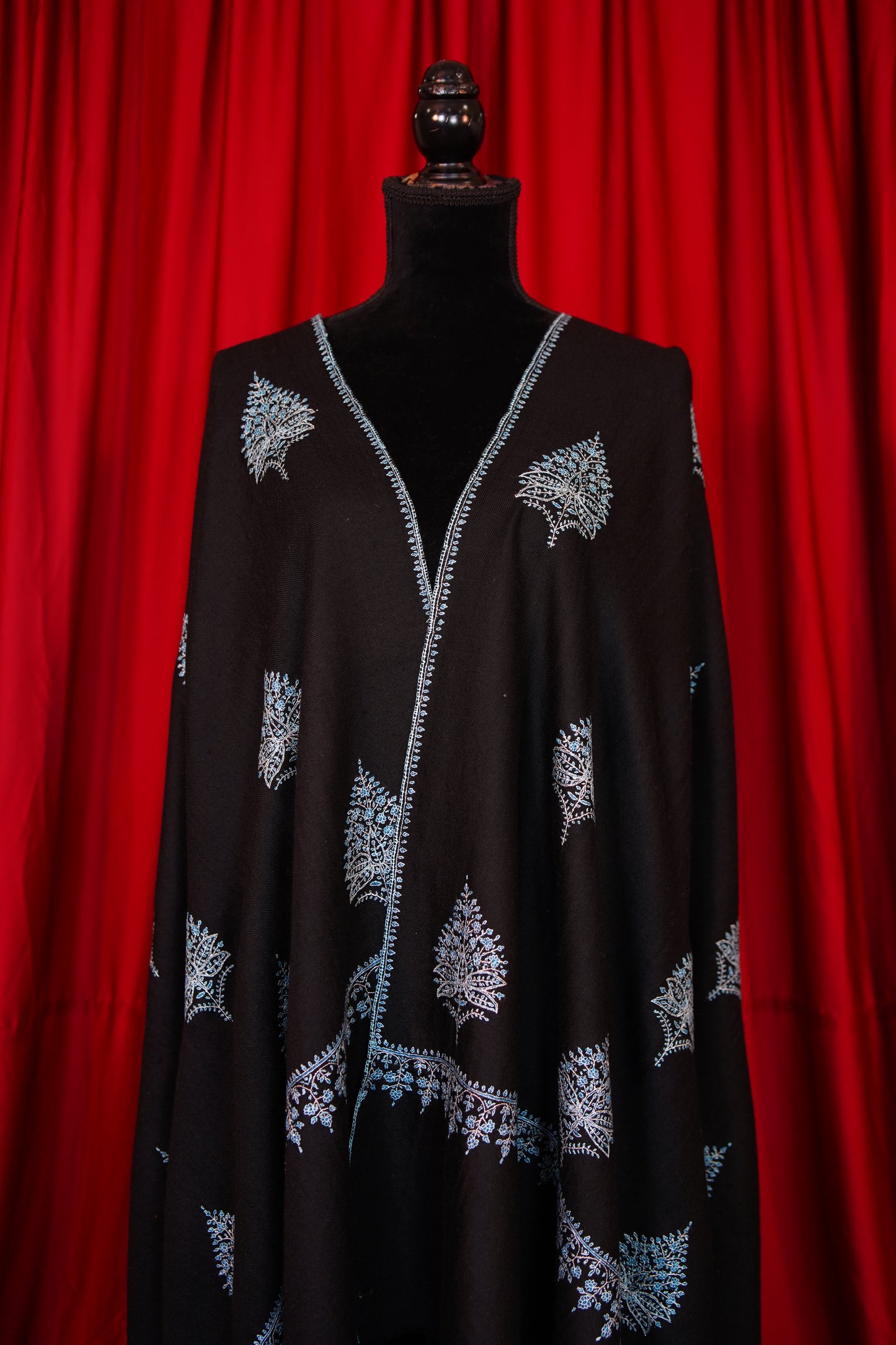 black butis GI embroidery pashmina shawl 9956