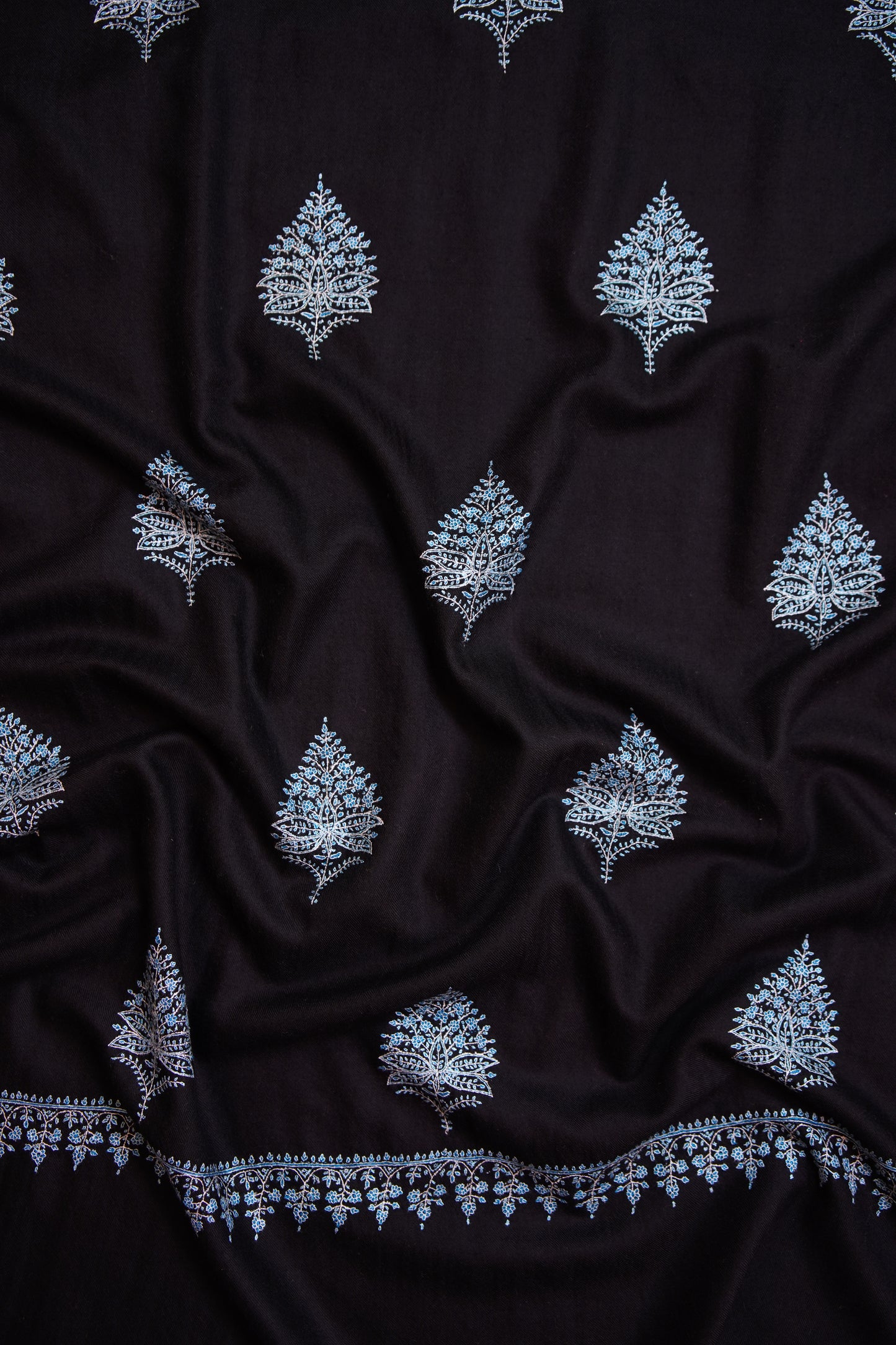 black butis GI embroidery pashmina shawl 9956