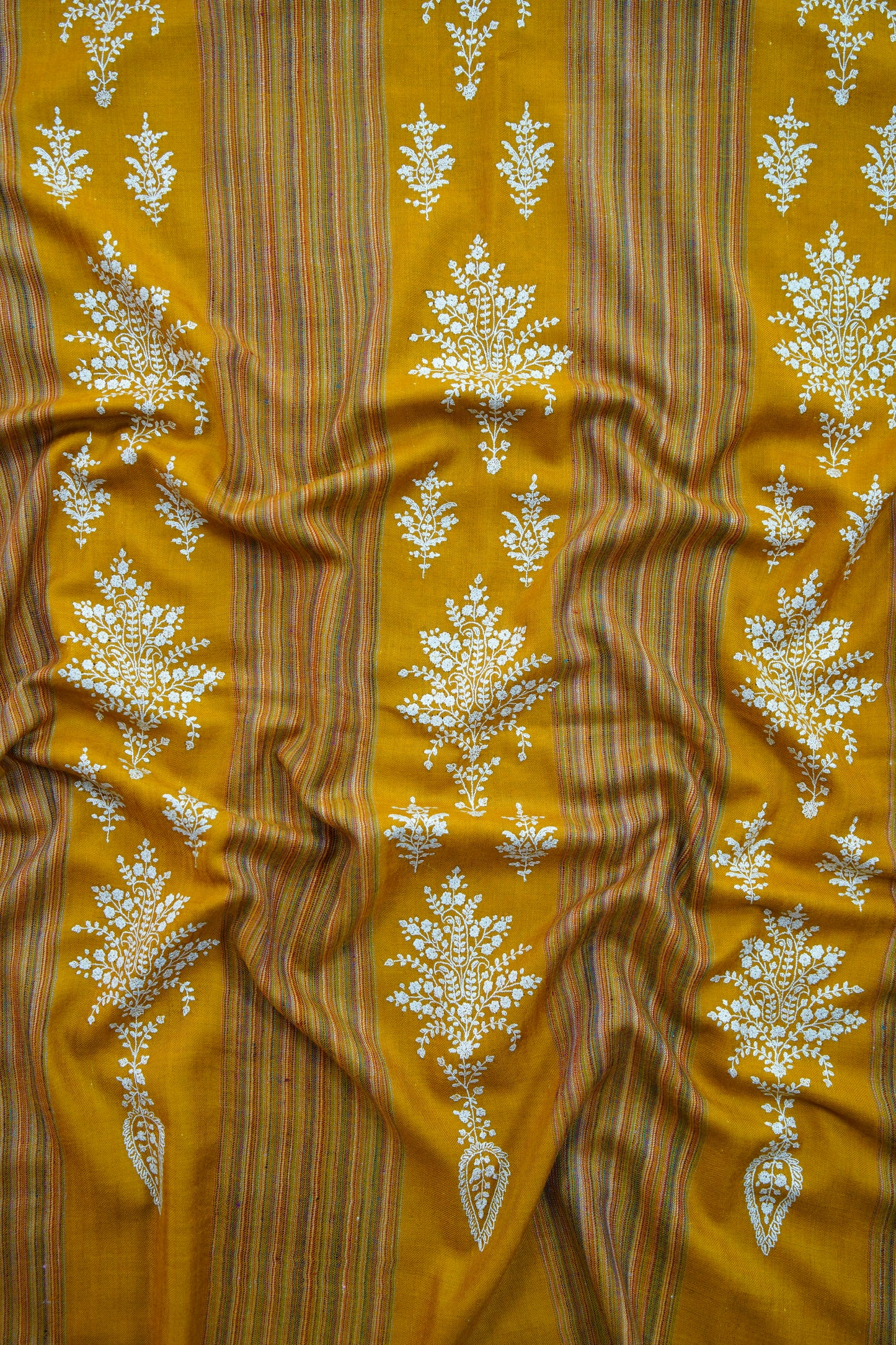 cyber yellow striped GI embroidery pashmina shawl 9957