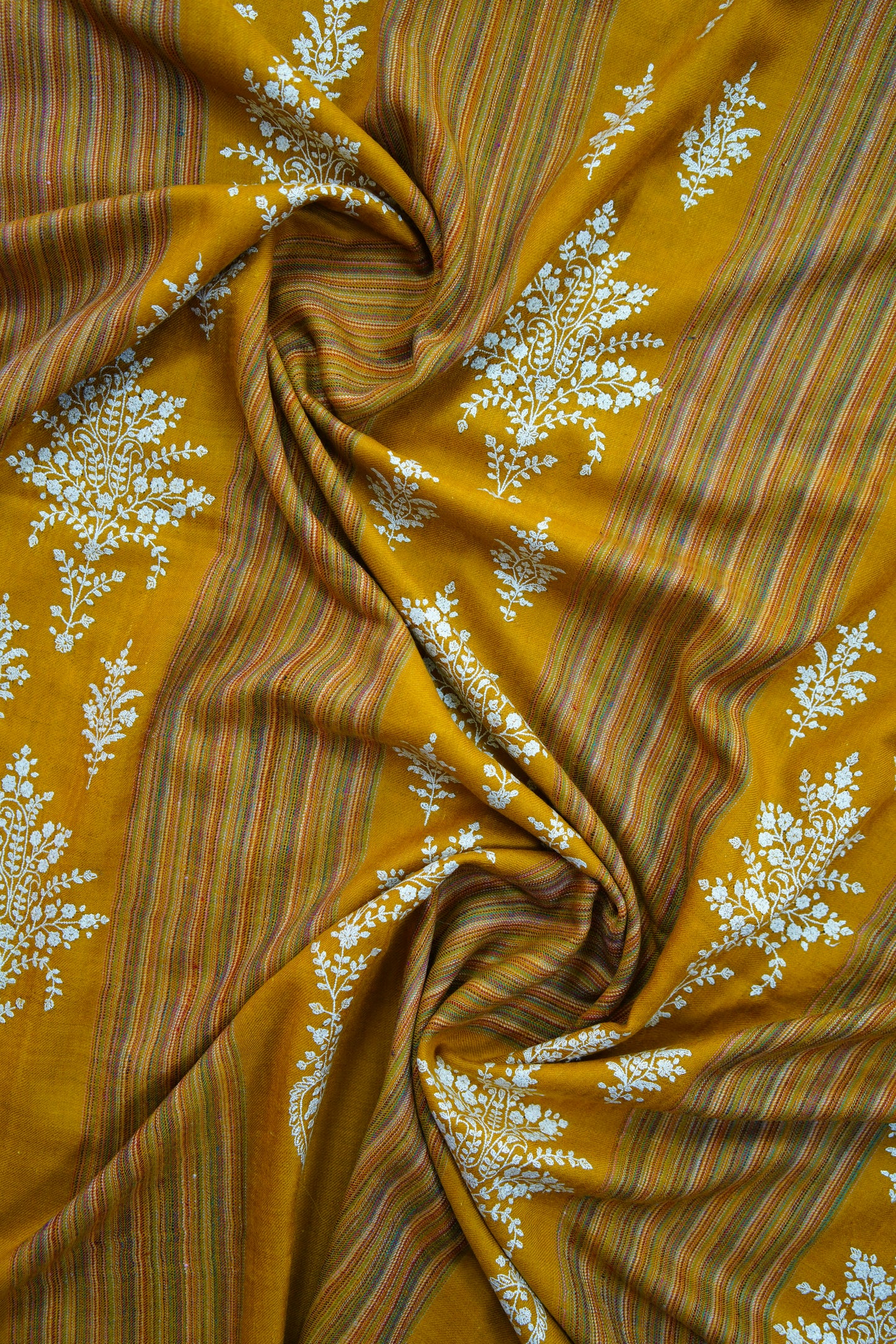 cyber yellow striped GI embroidery pashmina shawl 9957