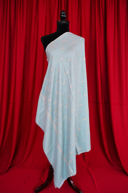 ice blue GI butis embroidery pashmina shawl 9958