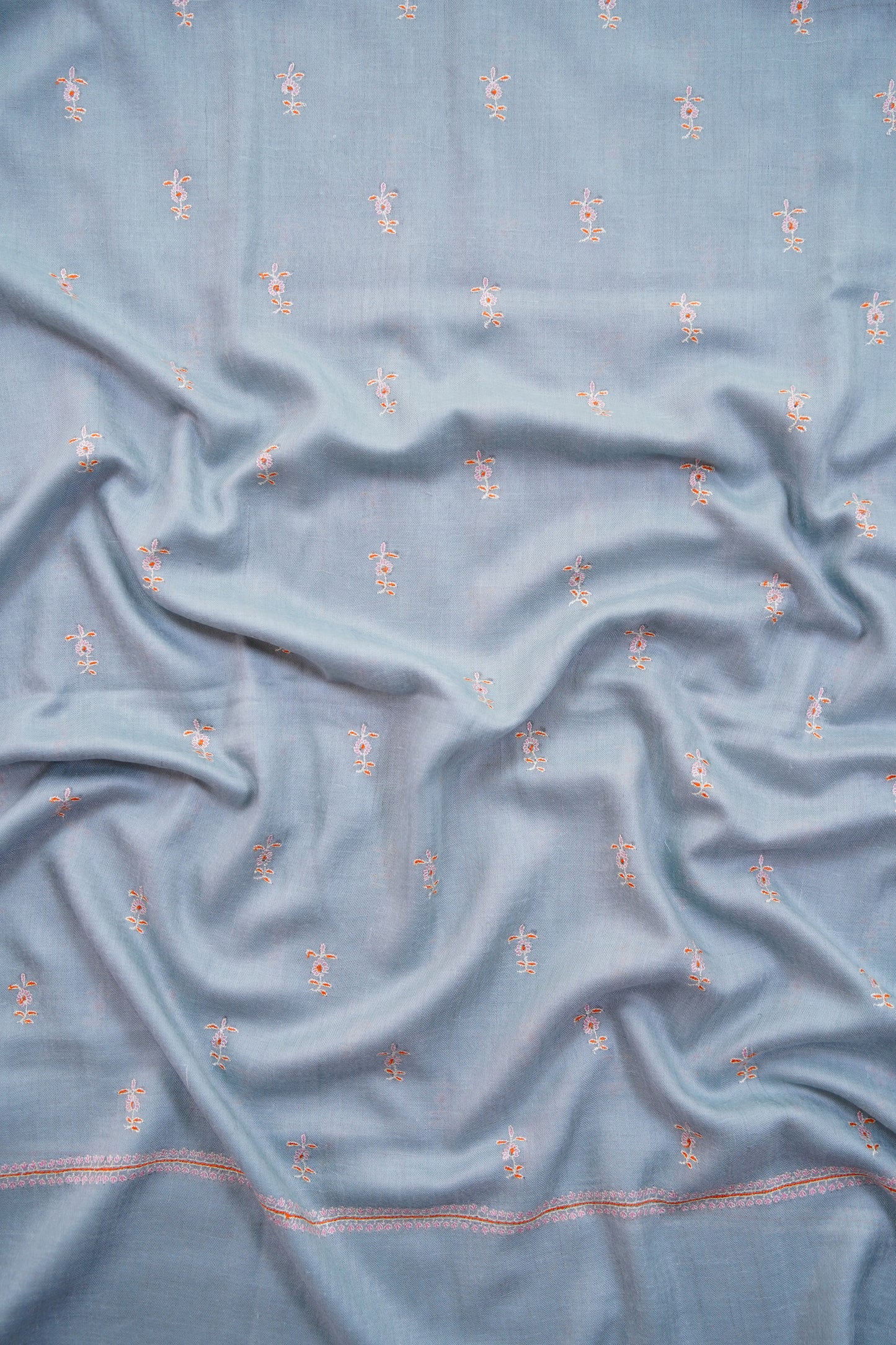 ice blue GI butis embroidery pashmina shawl 9958