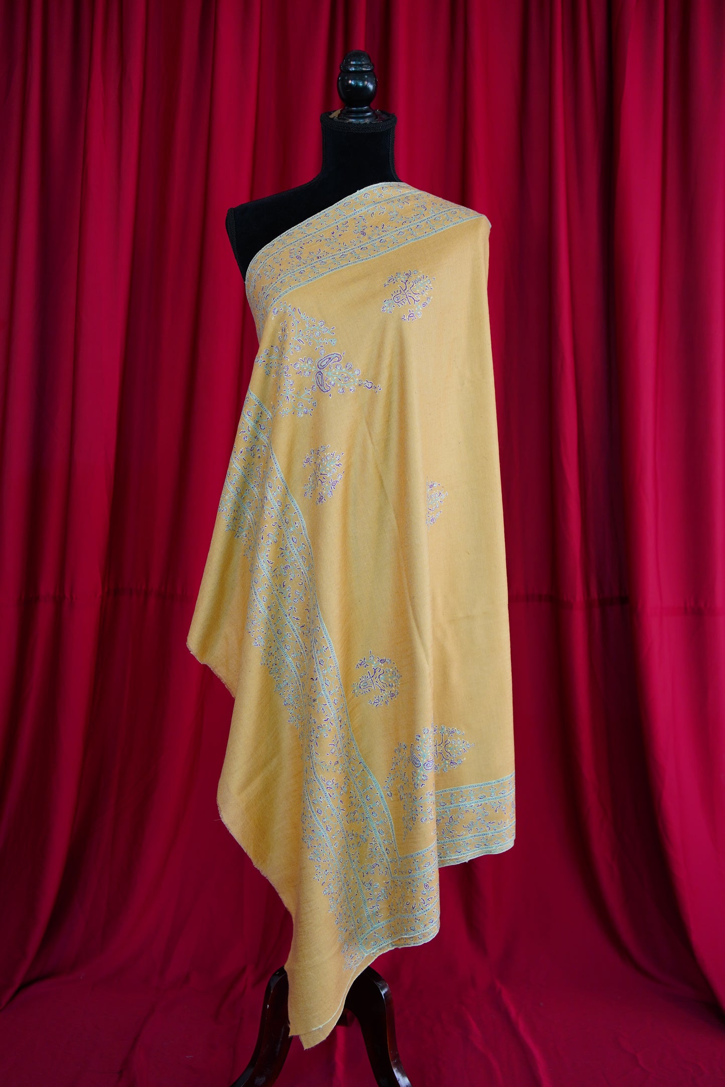 buttercup GI butis embroidery pashmina shawl 9960