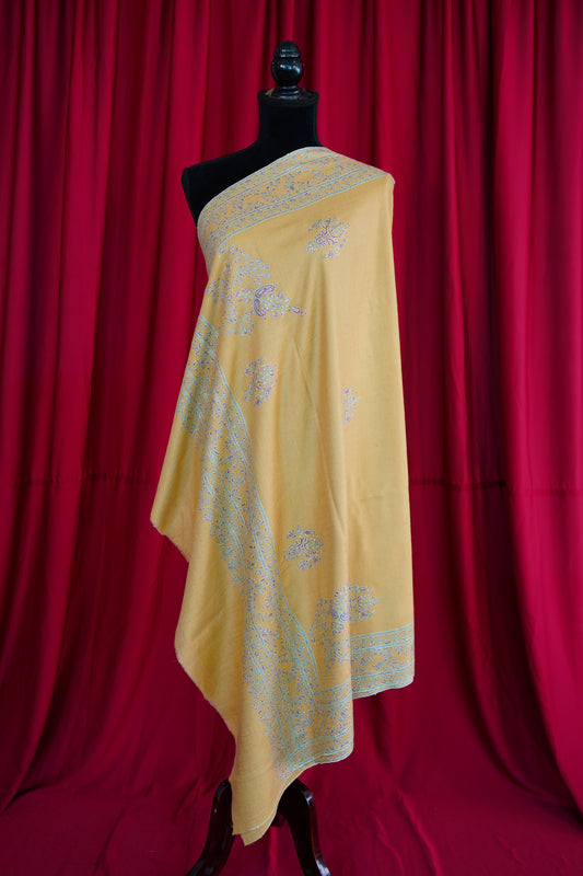 buttercup GI butis embroidery pashmina shawl 9960