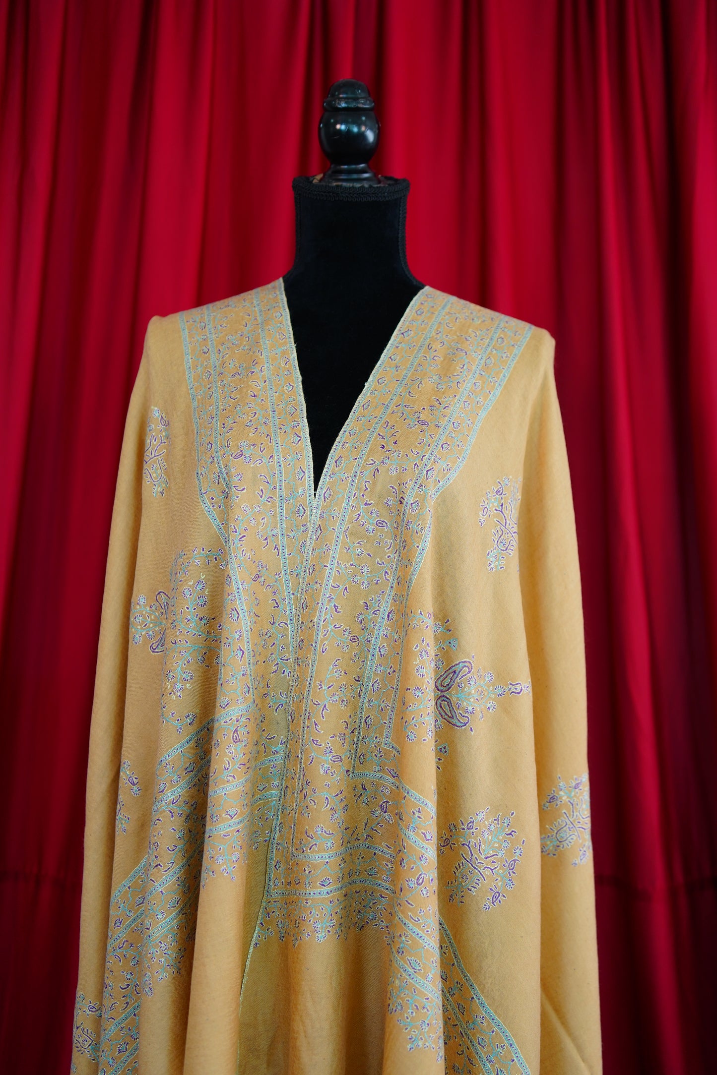 buttercup GI butis embroidery pashmina shawl 9960