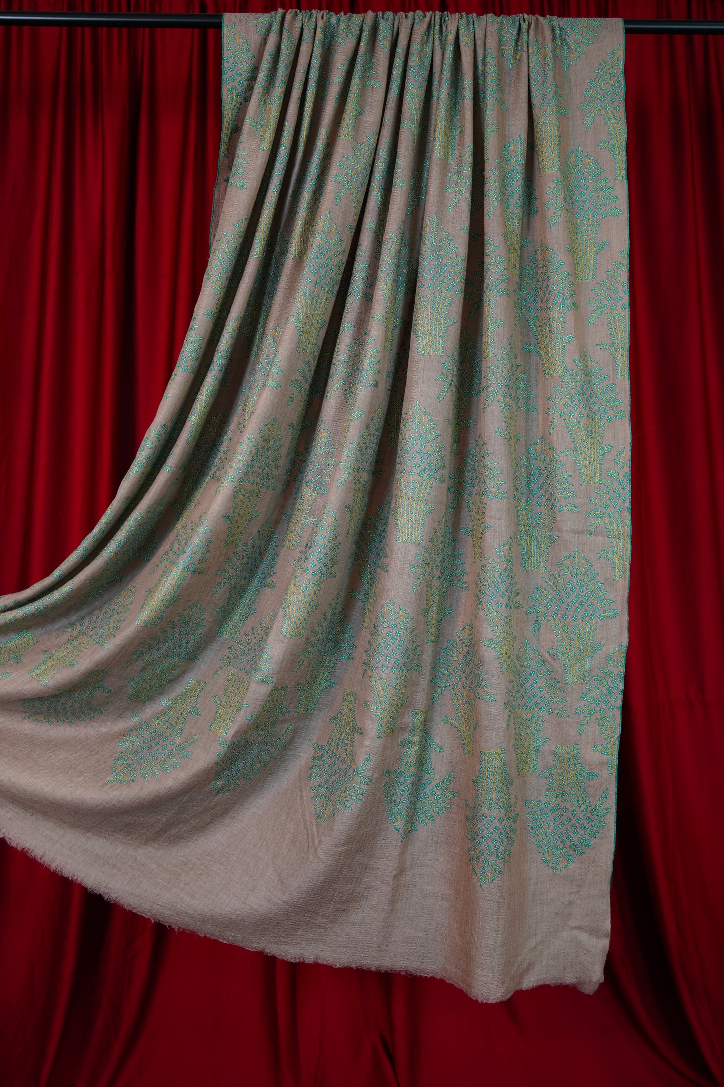 natural XL GI butis embroidery pashmina shawl 9963