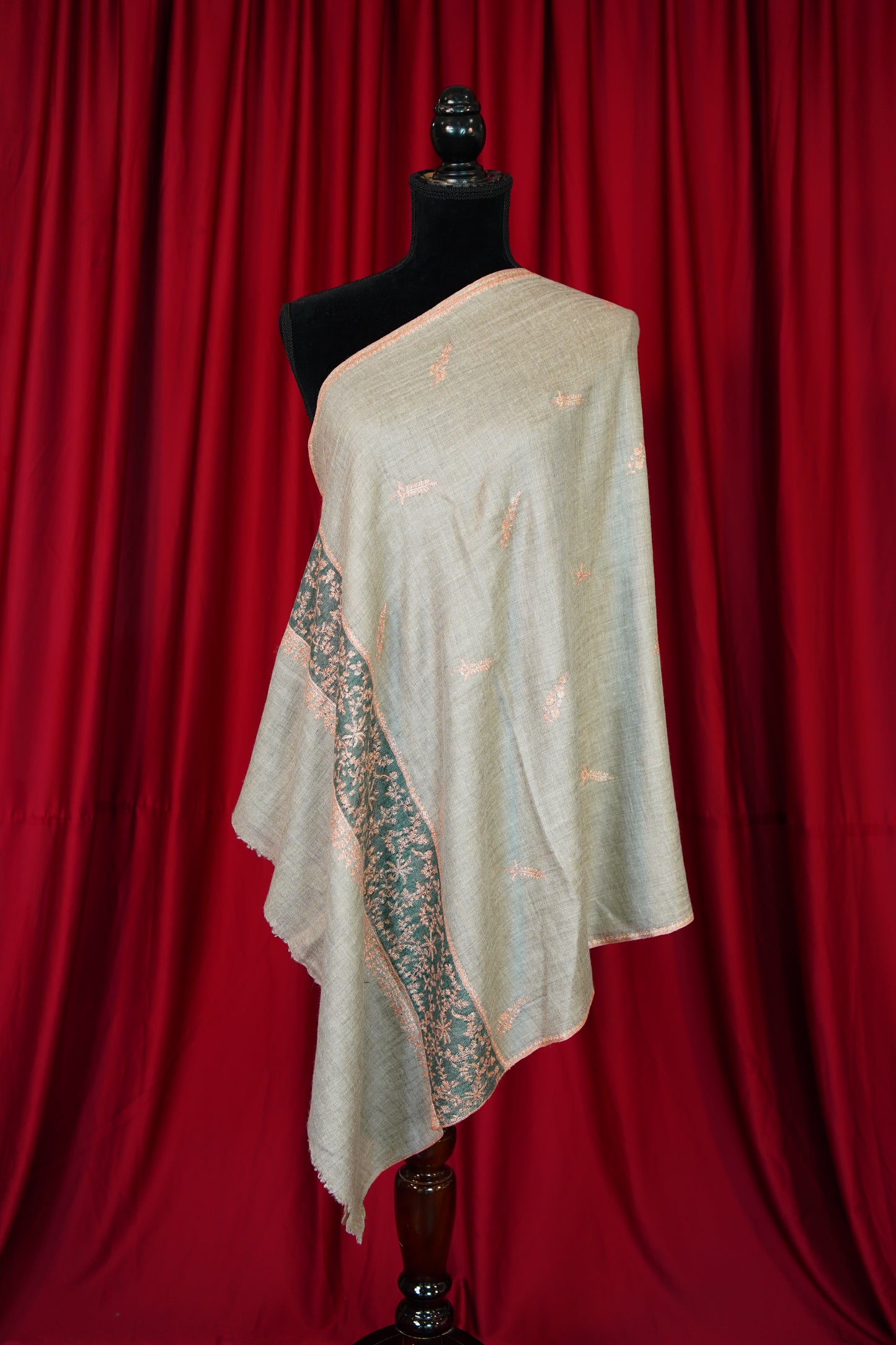 natural GI butis embroidery pashmina stole 9966