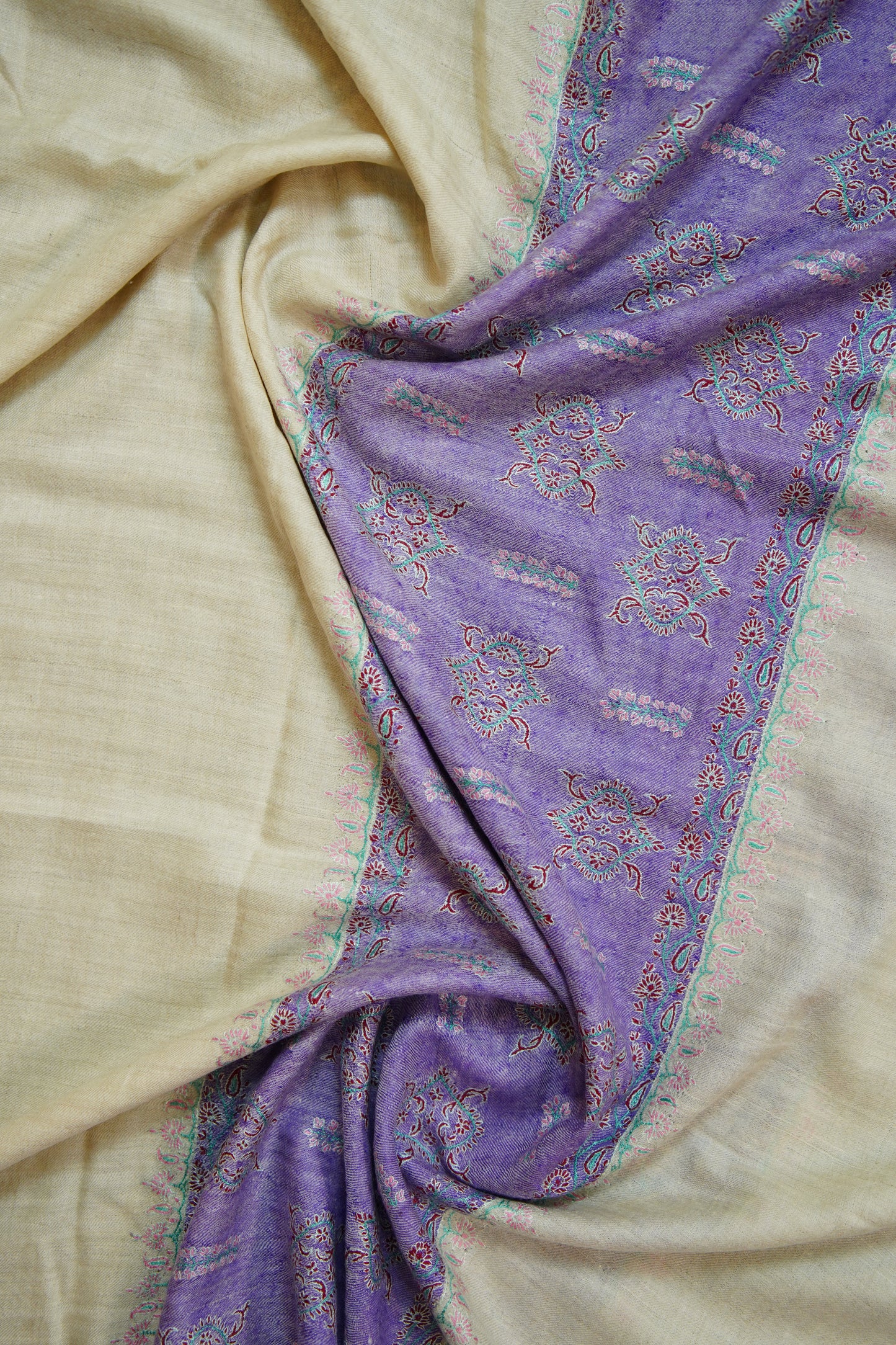 white GI embroidery pashmina shawl 9967