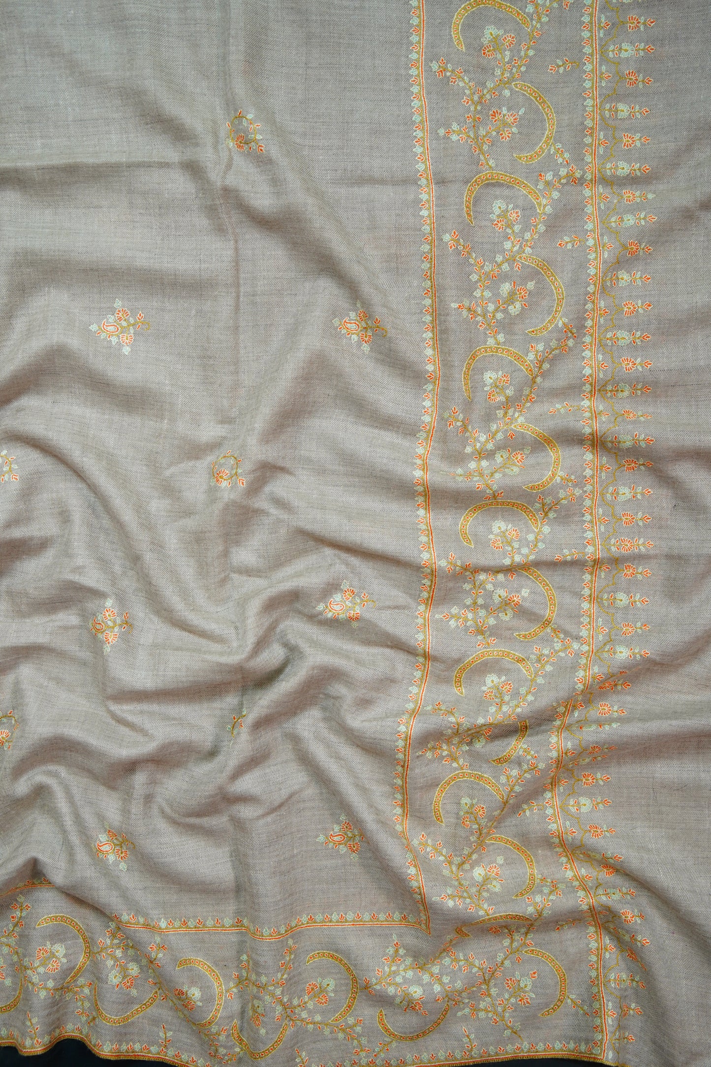 light natural GI embroidery pashmina shawl 9968