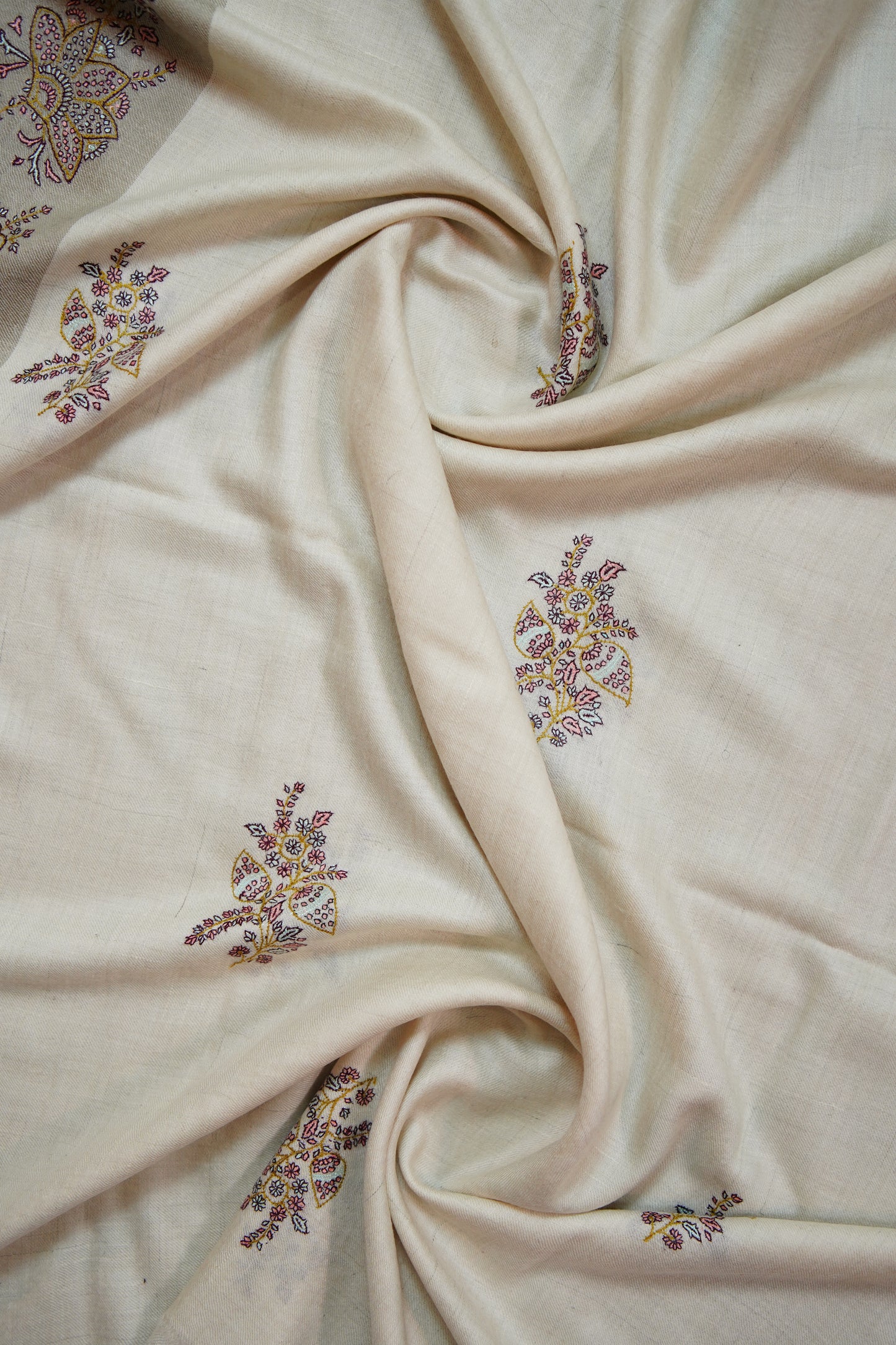 white GI butis embroidery pashmina shawl 9970