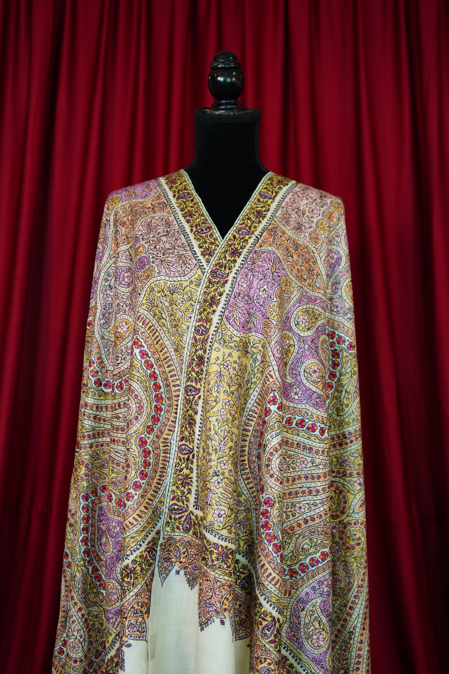 white GI jamma embroidery pashmina shawl 9971
