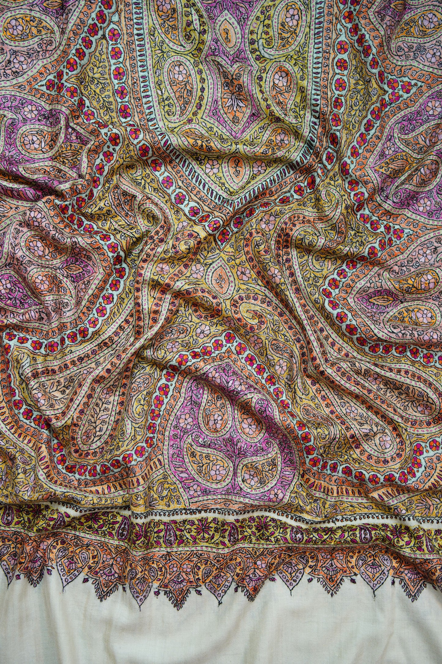 white GI jamma embroidery pashmina shawl 9971