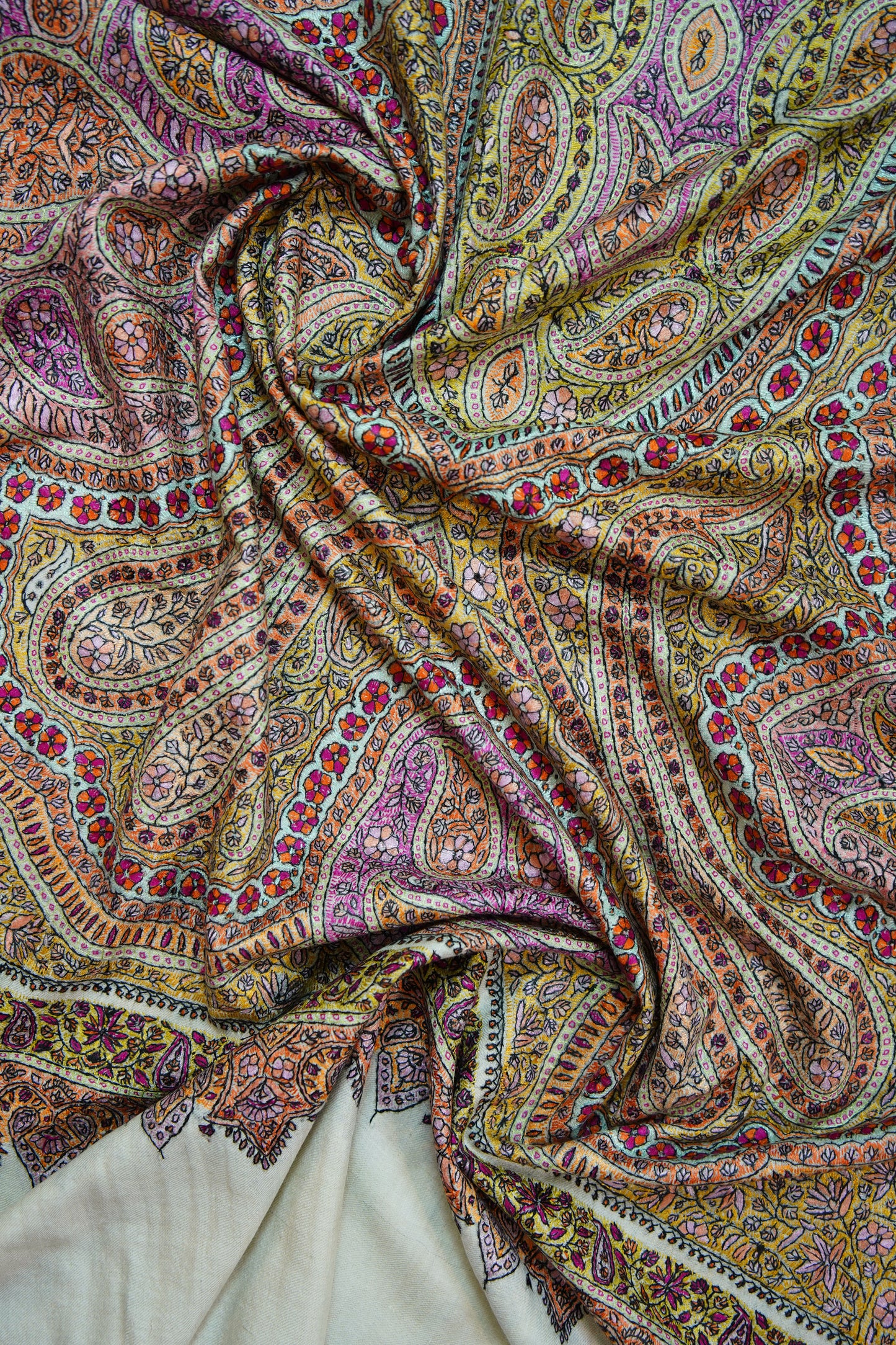 white GI jamma embroidery pashmina shawl 9971