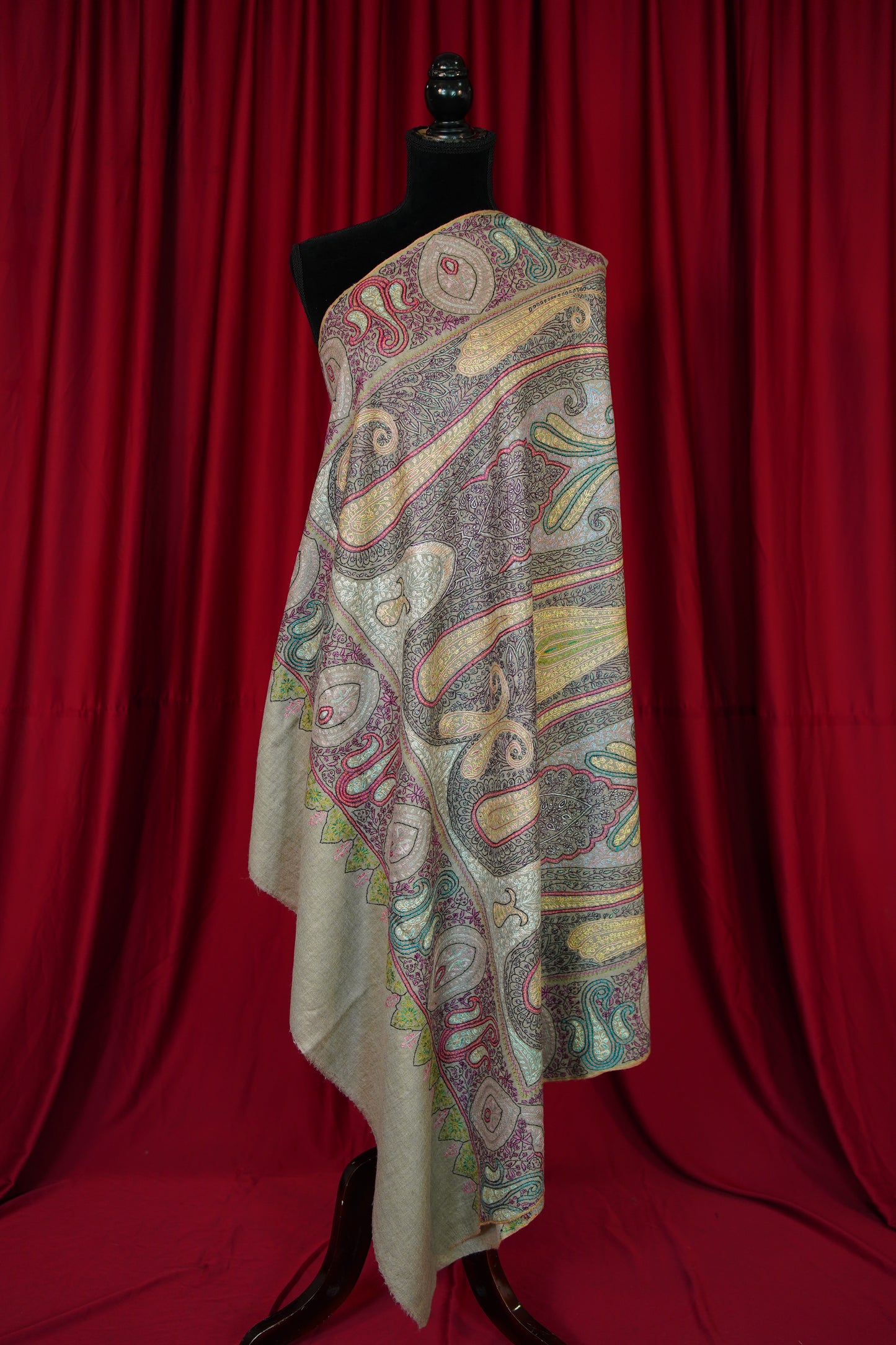 natural GI jamma embroidery pashmina shawl 9972