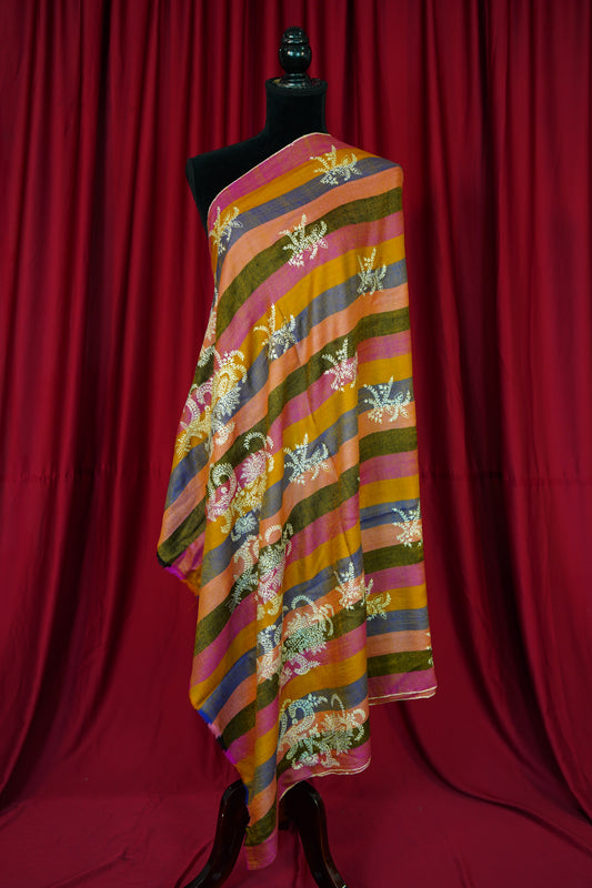 multi-coloured GI embroidery pashmina shawl 9973