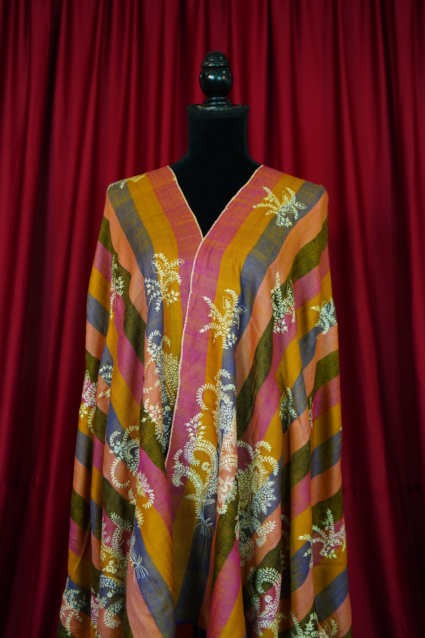 multi-coloured GI embroidery pashmina shawl 9973