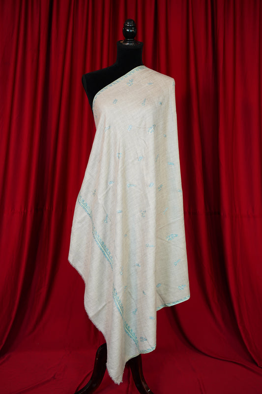 smoke gray GI butis embroidery pashmina shawl 9974