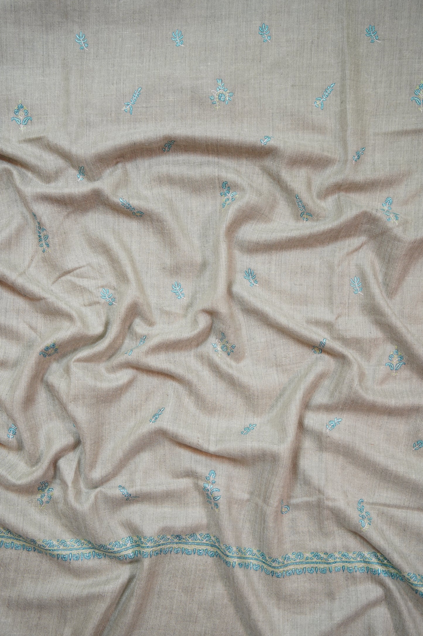 smoke gray GI butis embroidery pashmina shawl 9974