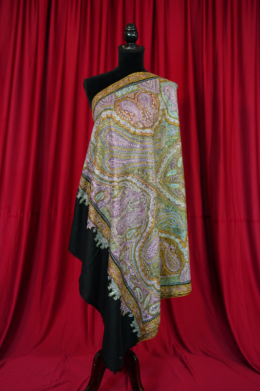 black GI jamma embroidery pashmina shawl 9978