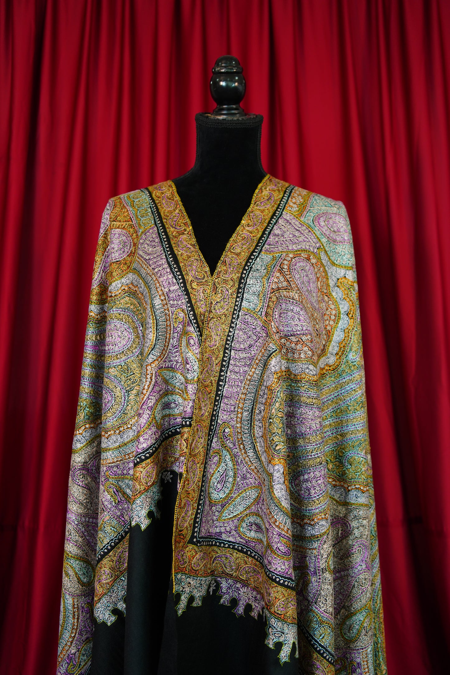 black GI jamma embroidery pashmina shawl 9978