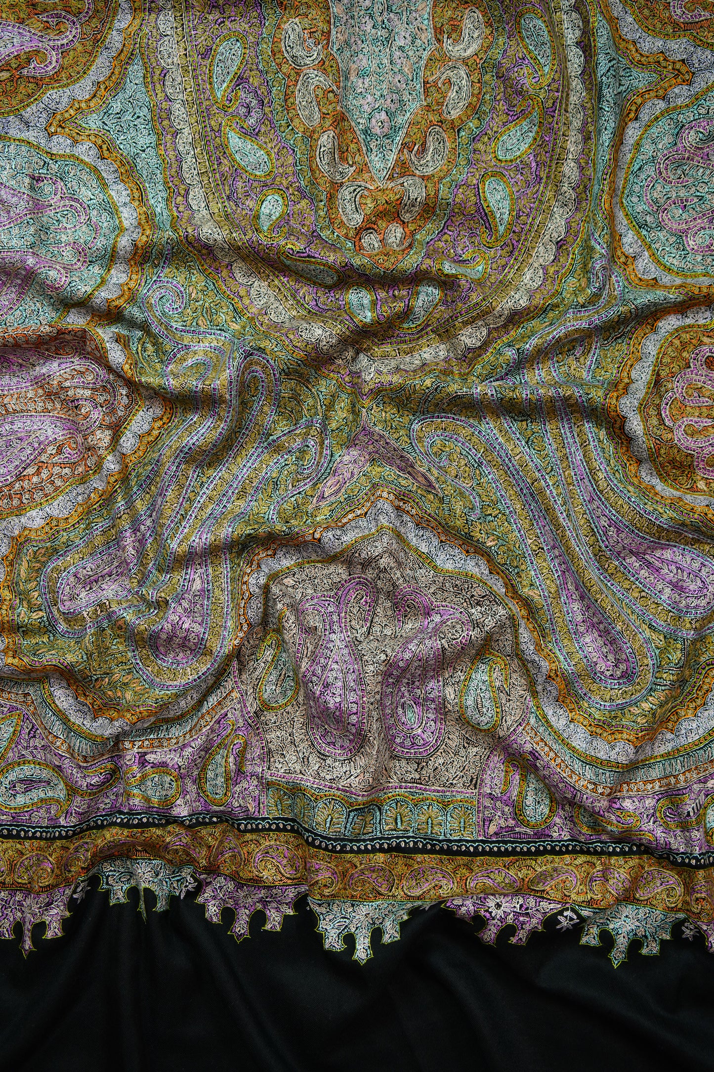 black GI jamma embroidery pashmina shawl 9978