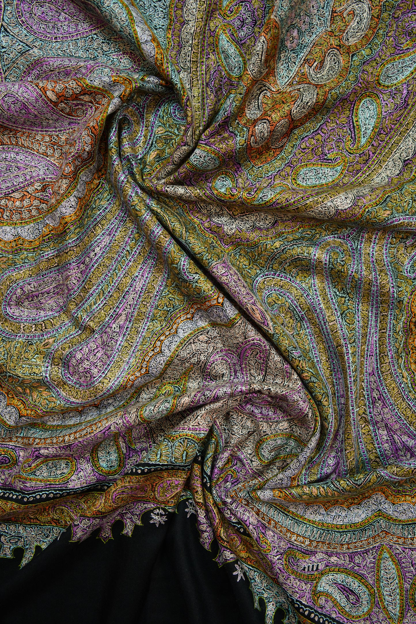 black GI jamma embroidery pashmina shawl 9978