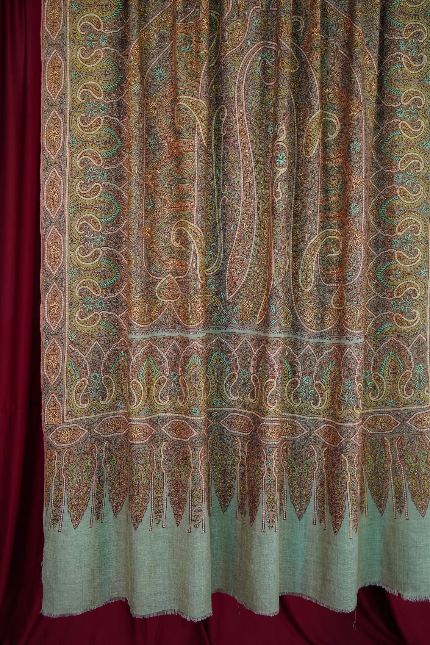 natural XL GI jamma embroidery pashmina shawl 9981
