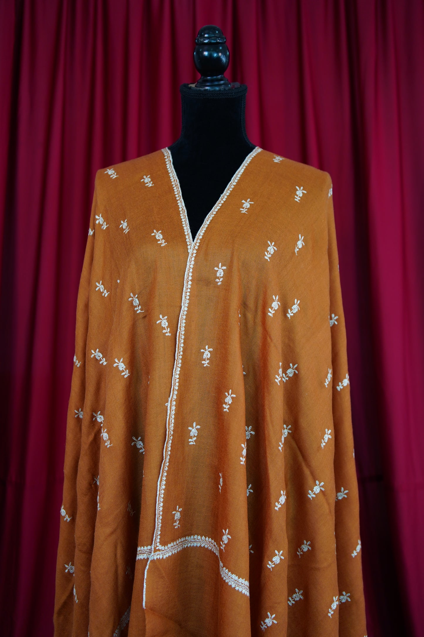 papaya GI butis embroidery pashmina shawl 9984
