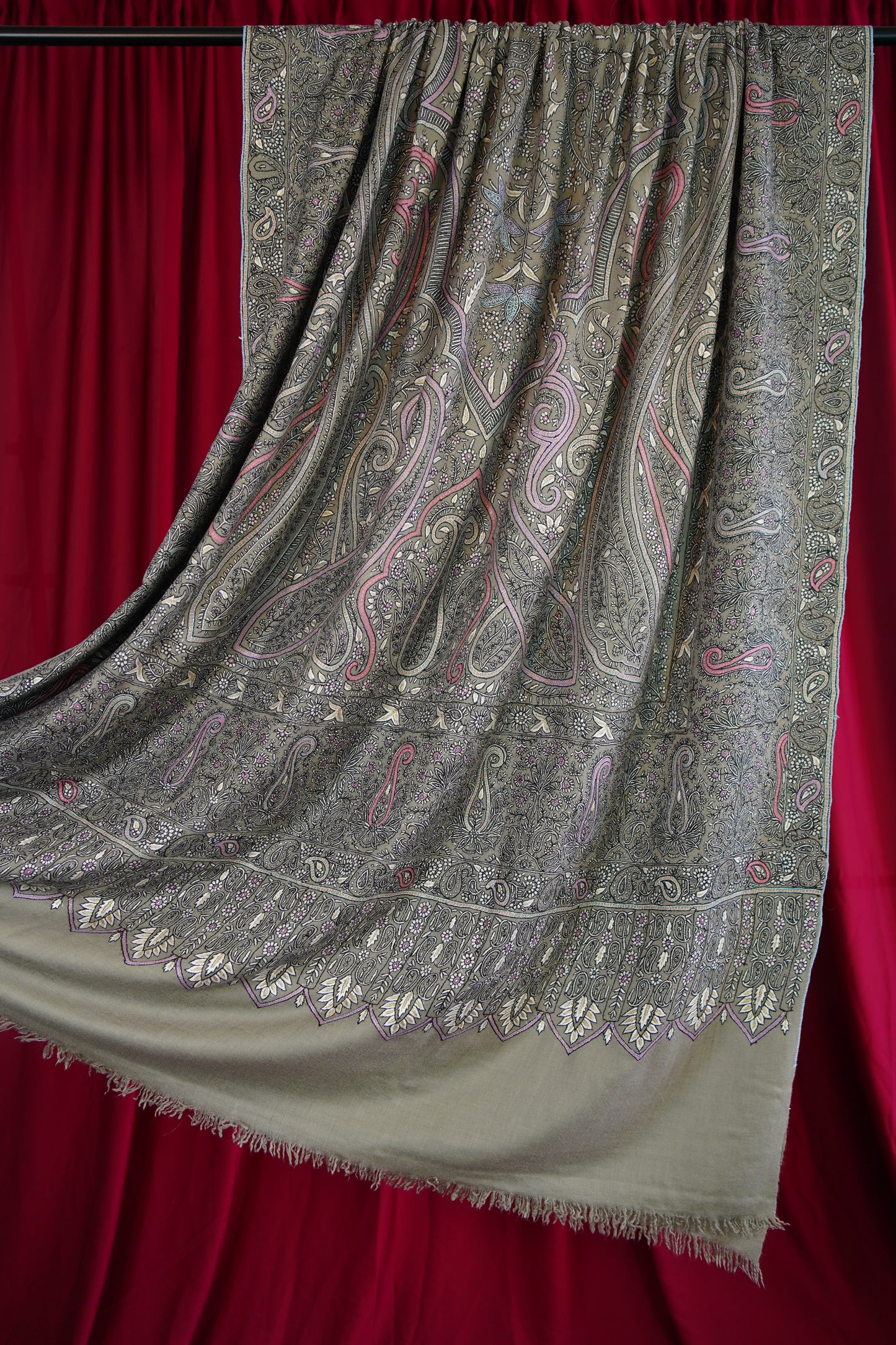 natural XL GI jamma embroidery pashmina shawl 9991