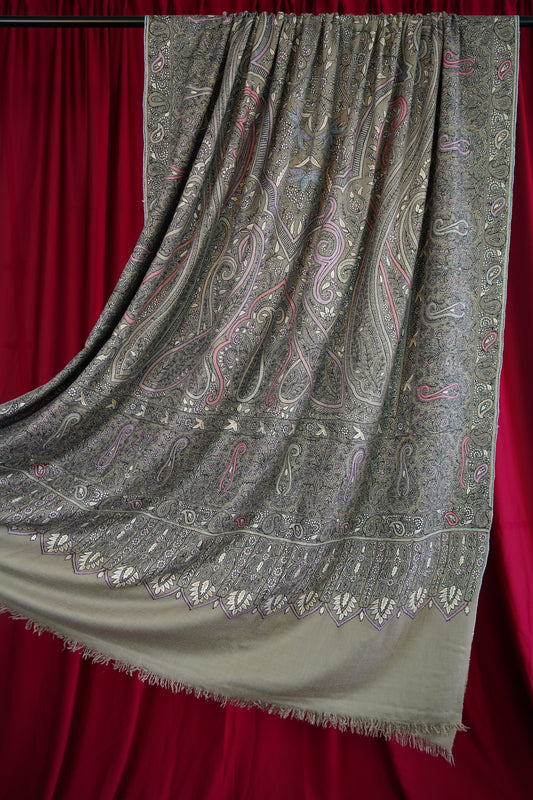 natural XL GI jamma embroidery pashmina shawl 9991