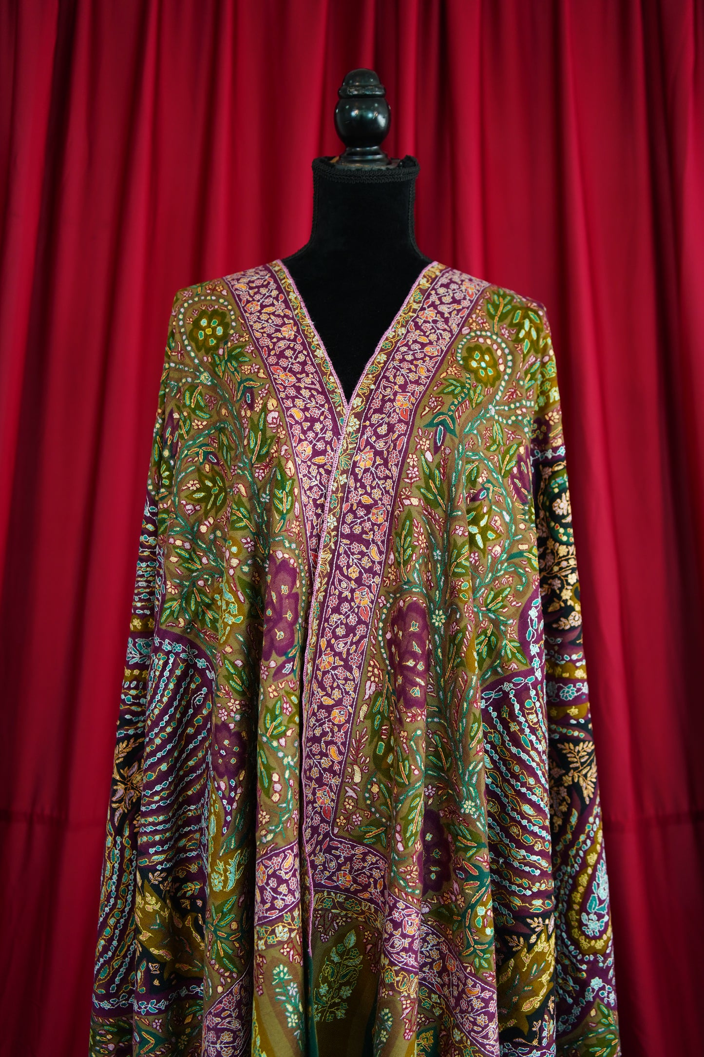 multi-coloured GI jamma embroidery pashmina shawl 9994