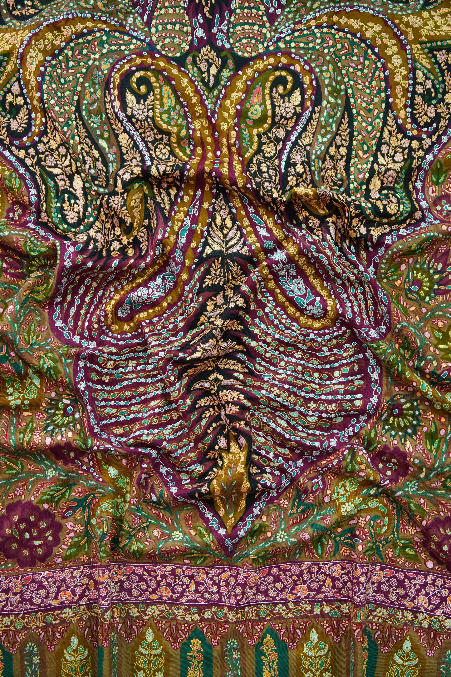 multi-coloured GI jamma embroidery pashmina shawl 9994