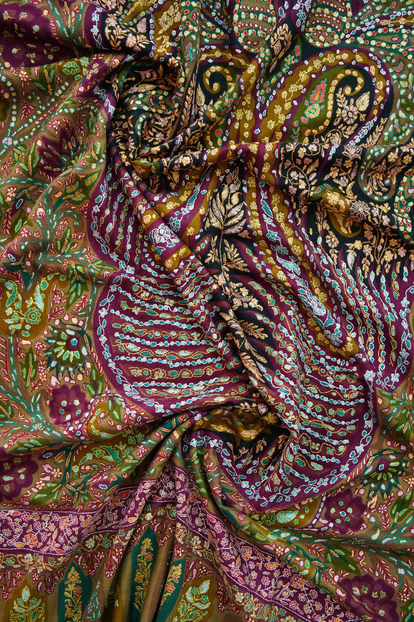 multi-coloured GI jamma embroidery pashmina shawl 9994