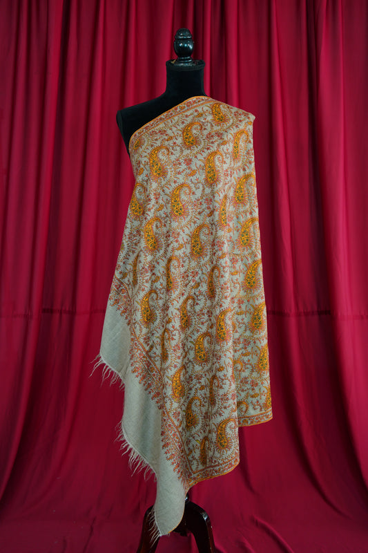 natural silk embroidery GI pashmina shawl 9995