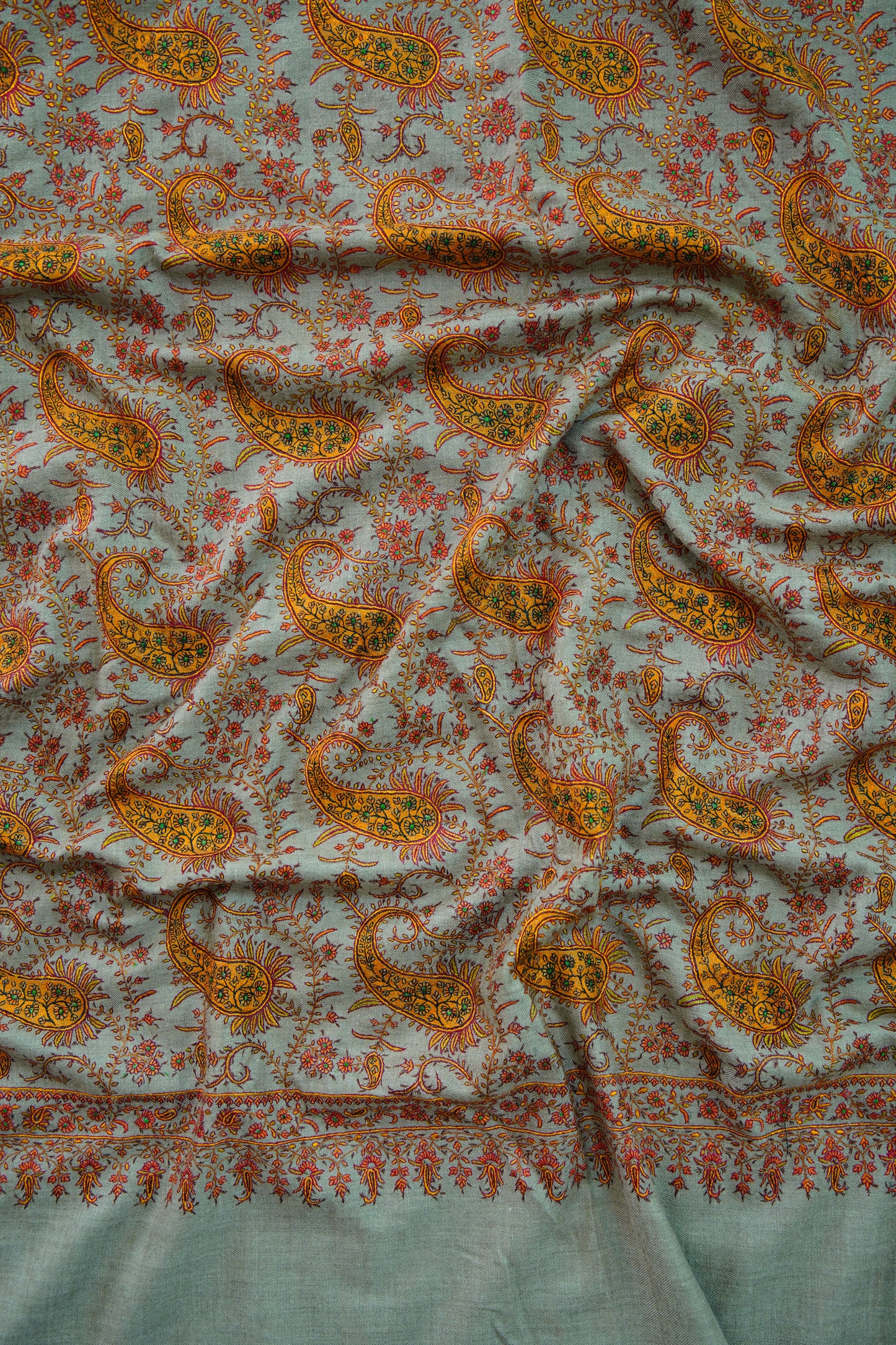 natural silk embroidery GI pashmina shawl 9995