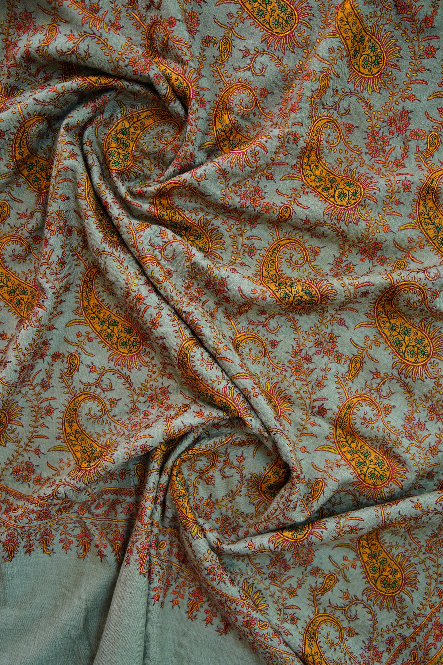 natural silk embroidery GI pashmina shawl 9995