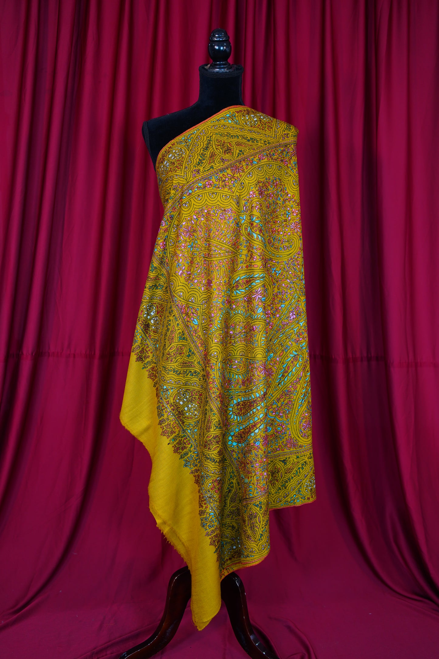mustard GI jamma embroidery pashmina shawl 9998