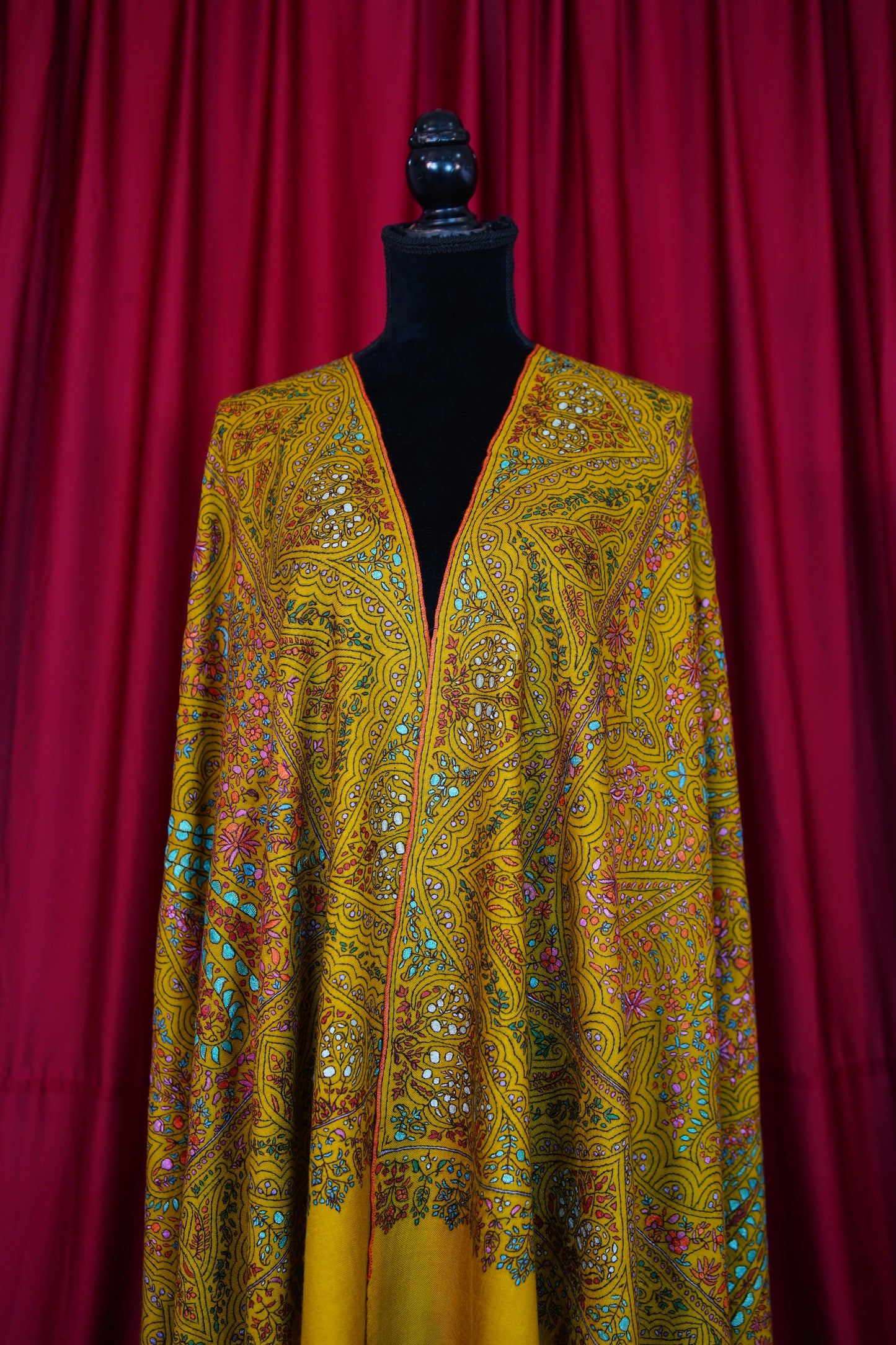 mustard GI jamma embroidery pashmina shawl 9998
