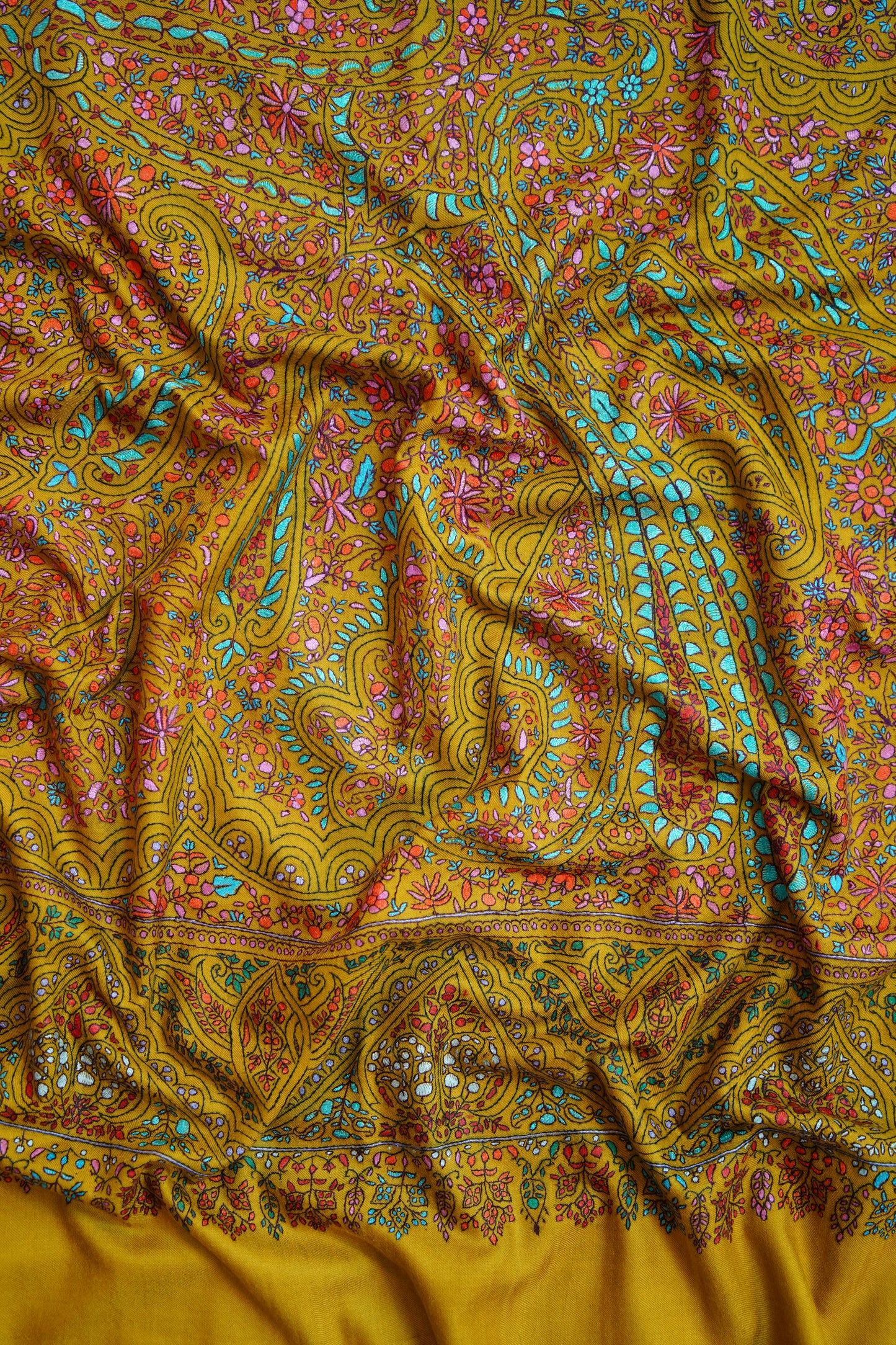 mustard GI jamma embroidery pashmina shawl 9998