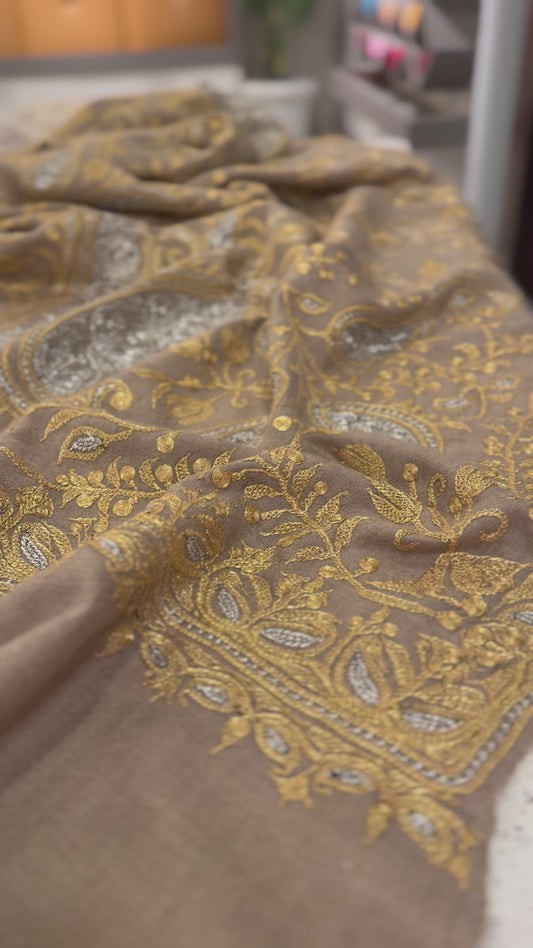 Hand tilla pashmina Natural shawl